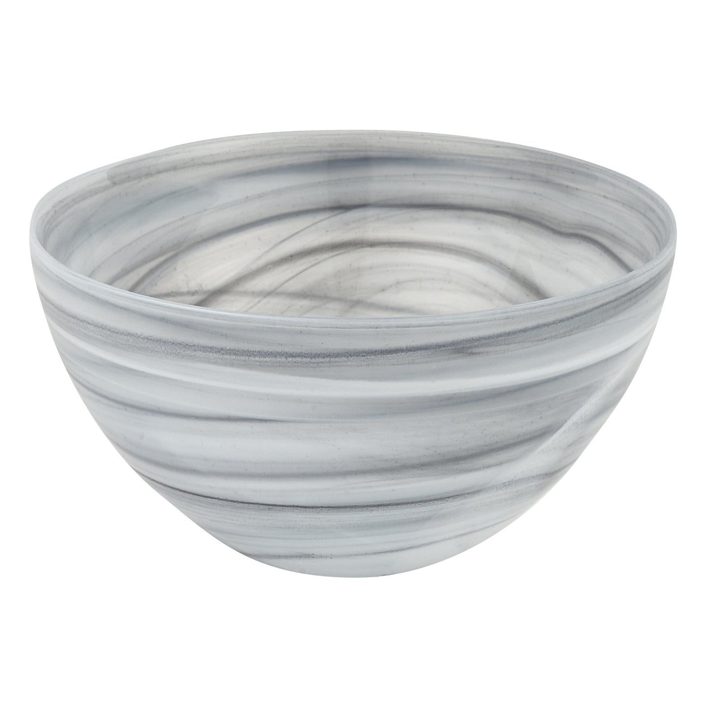 6" Gray And White Alabaster Glass Round Candy or Nut Bowl-1