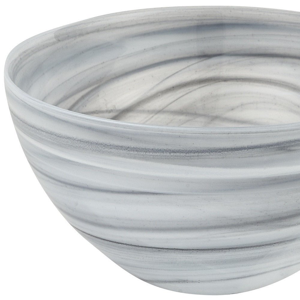 6" Gray And White Alabaster Glass Round Candy or Nut Bowl-3