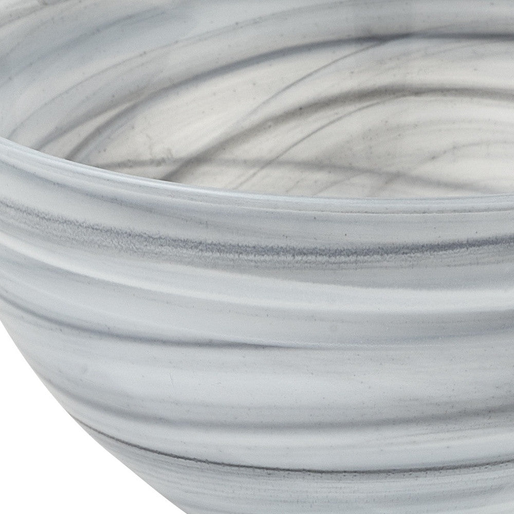 6" Gray And White Alabaster Glass Round Candy or Nut Bowl-4