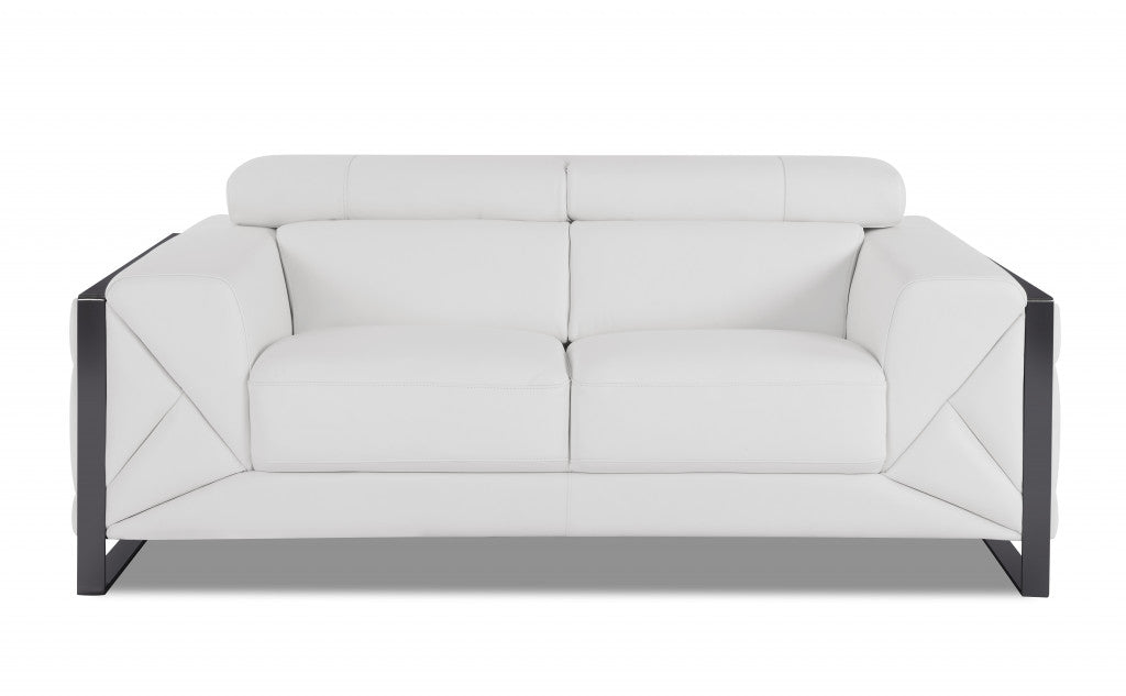 Two Piece Indoor White Italian Leather Five Person Seating Set-2