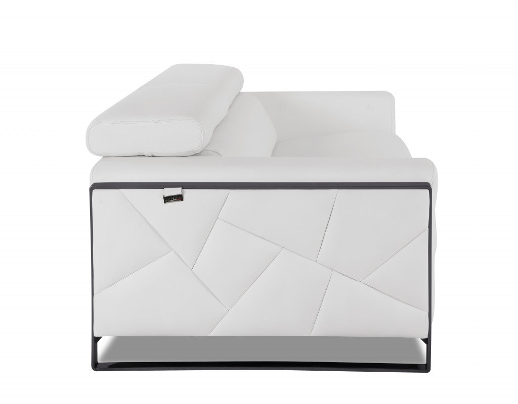 Two Piece Indoor White Italian Leather Five Person Seating Set-4