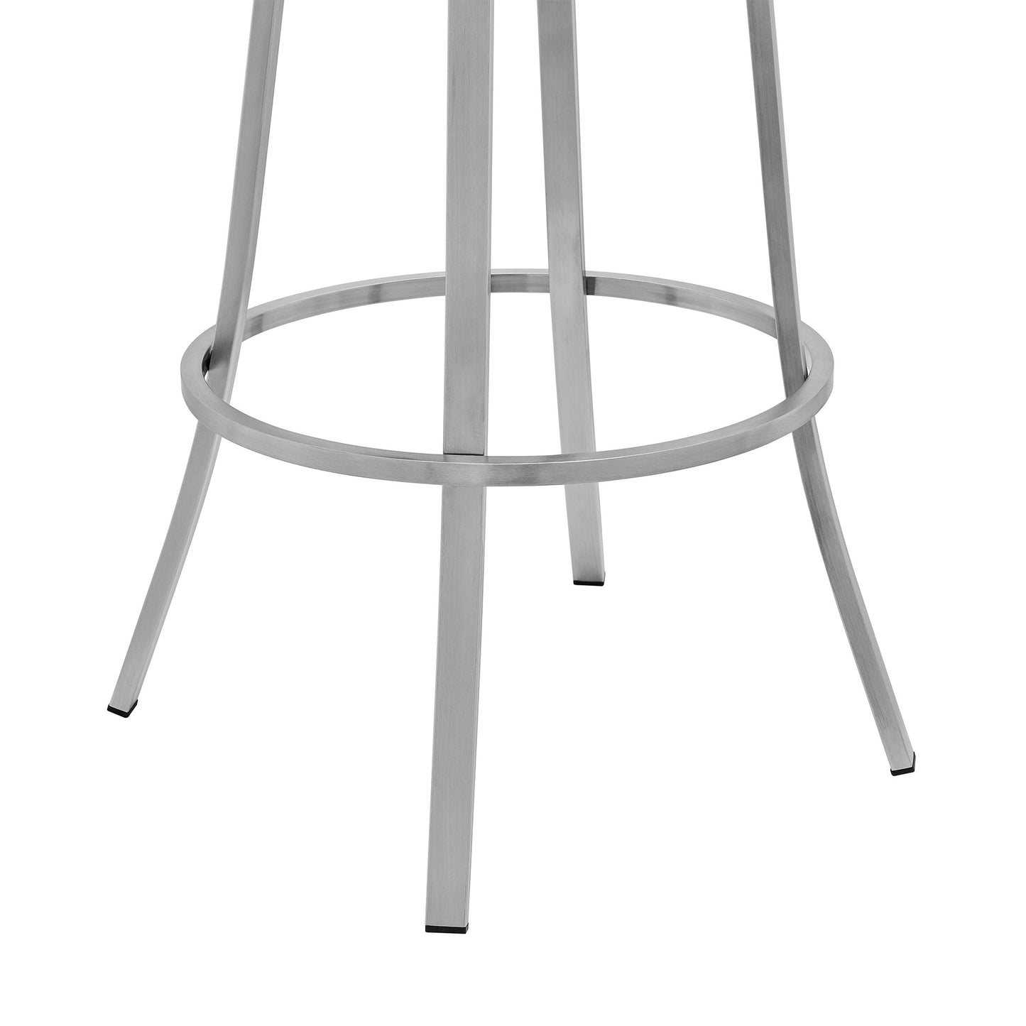 30" Gray And Silver Faux Leather And Iron Swivel Low Back Bar Height Bar Chair-3