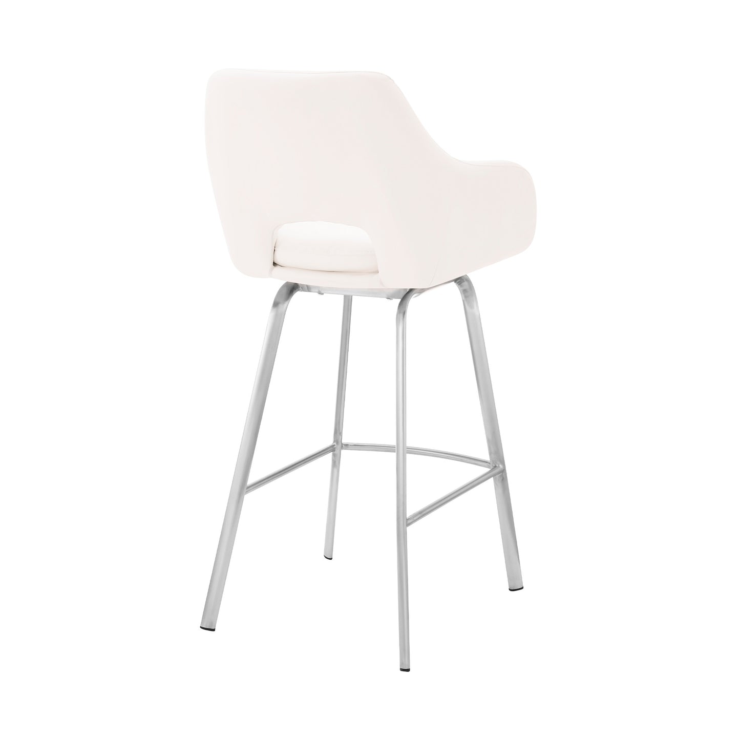 26" White And Silver Iron Swivel Low Back Counter Height Bar Chair-4