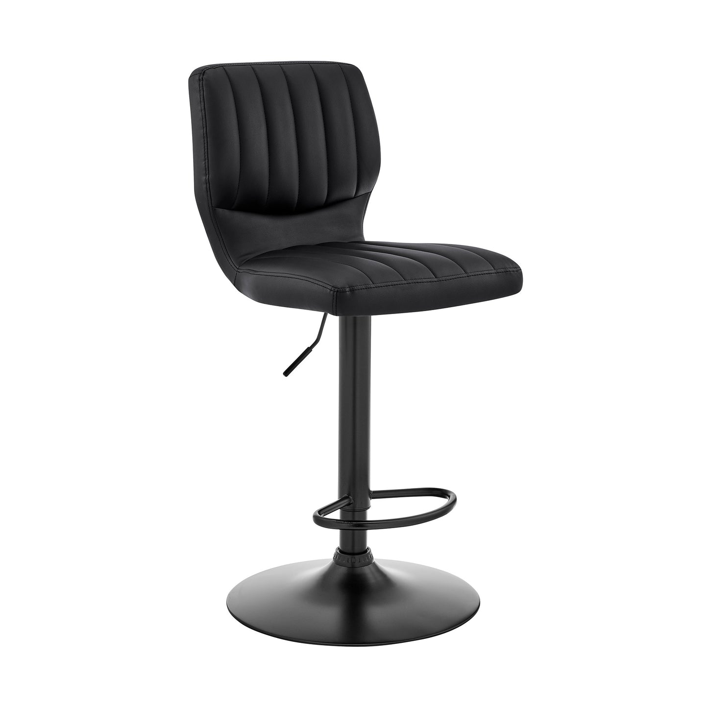 25" Black Iron Swivel Adjustable Height Bar Chair-0