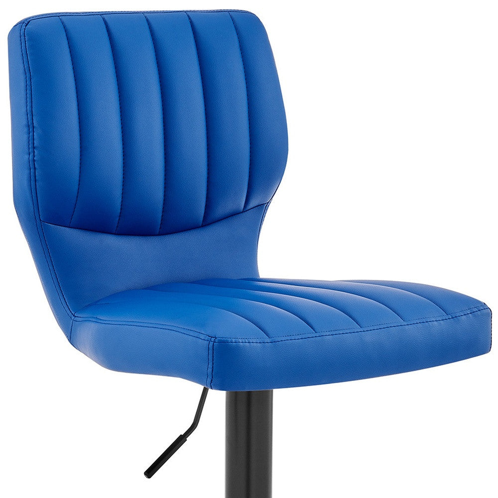 25" Blue And Black Iron Swivel Adjustable Height Bar Chair-6