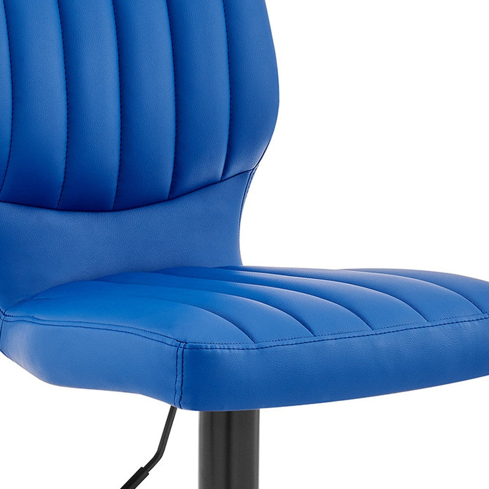25" Blue And Black Iron Swivel Adjustable Height Bar Chair-7
