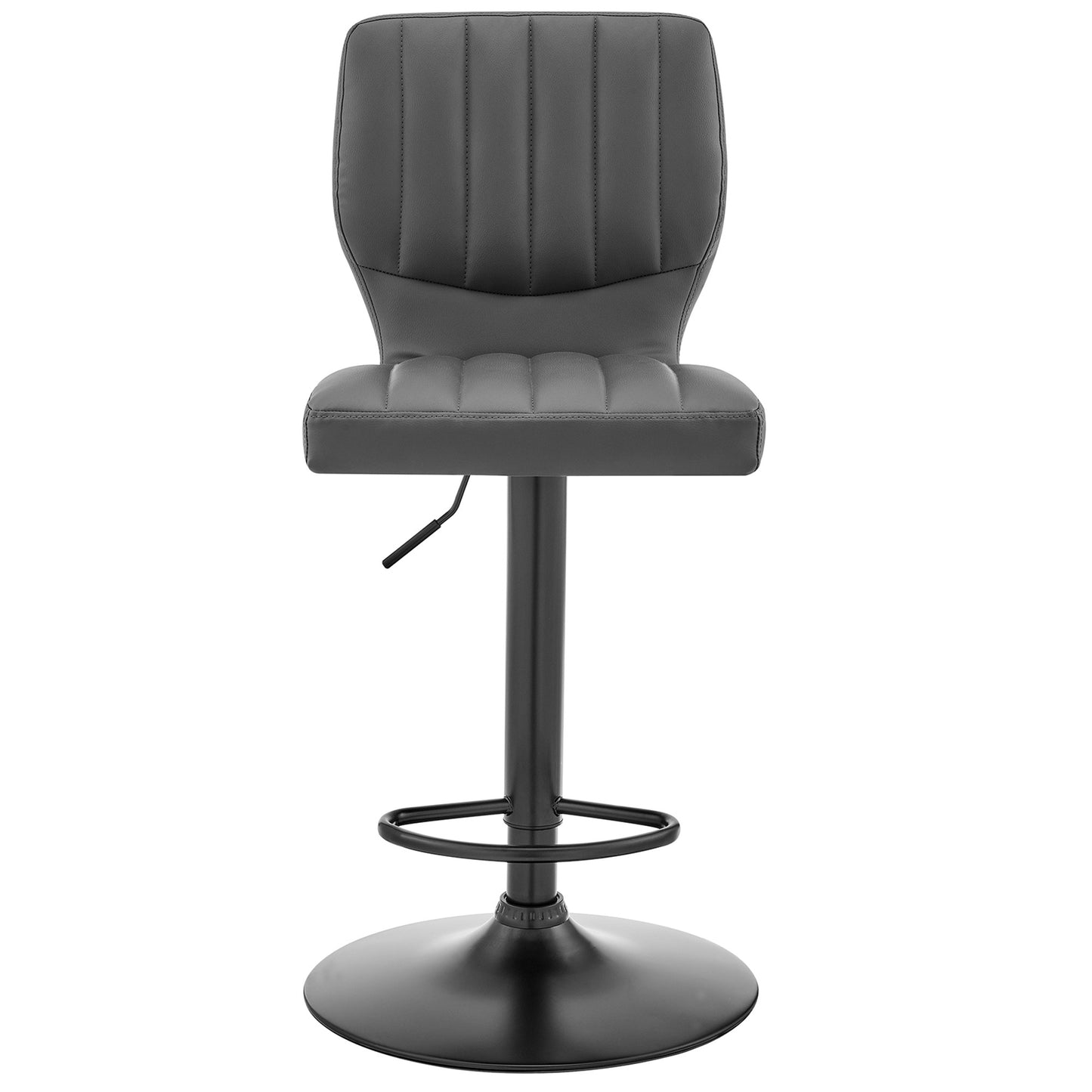 25" Gray And Black Iron Swivel Adjustable Height Bar Chair-4