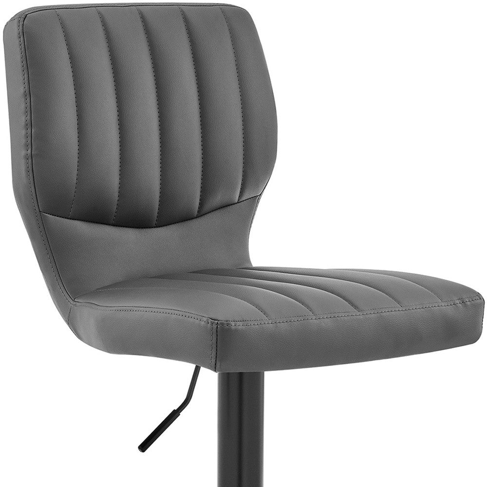 25" Gray And Black Iron Swivel Adjustable Height Bar Chair-7