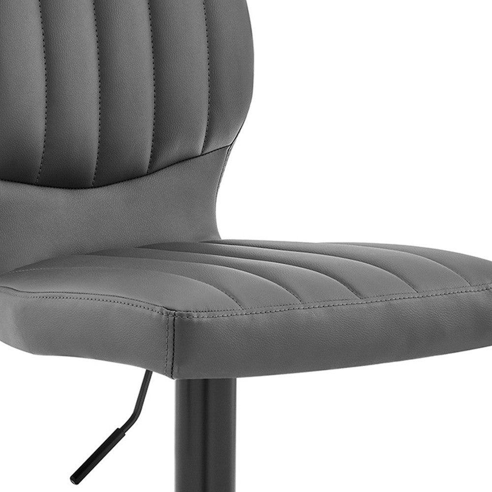 25" Gray And Black Iron Swivel Adjustable Height Bar Chair-8