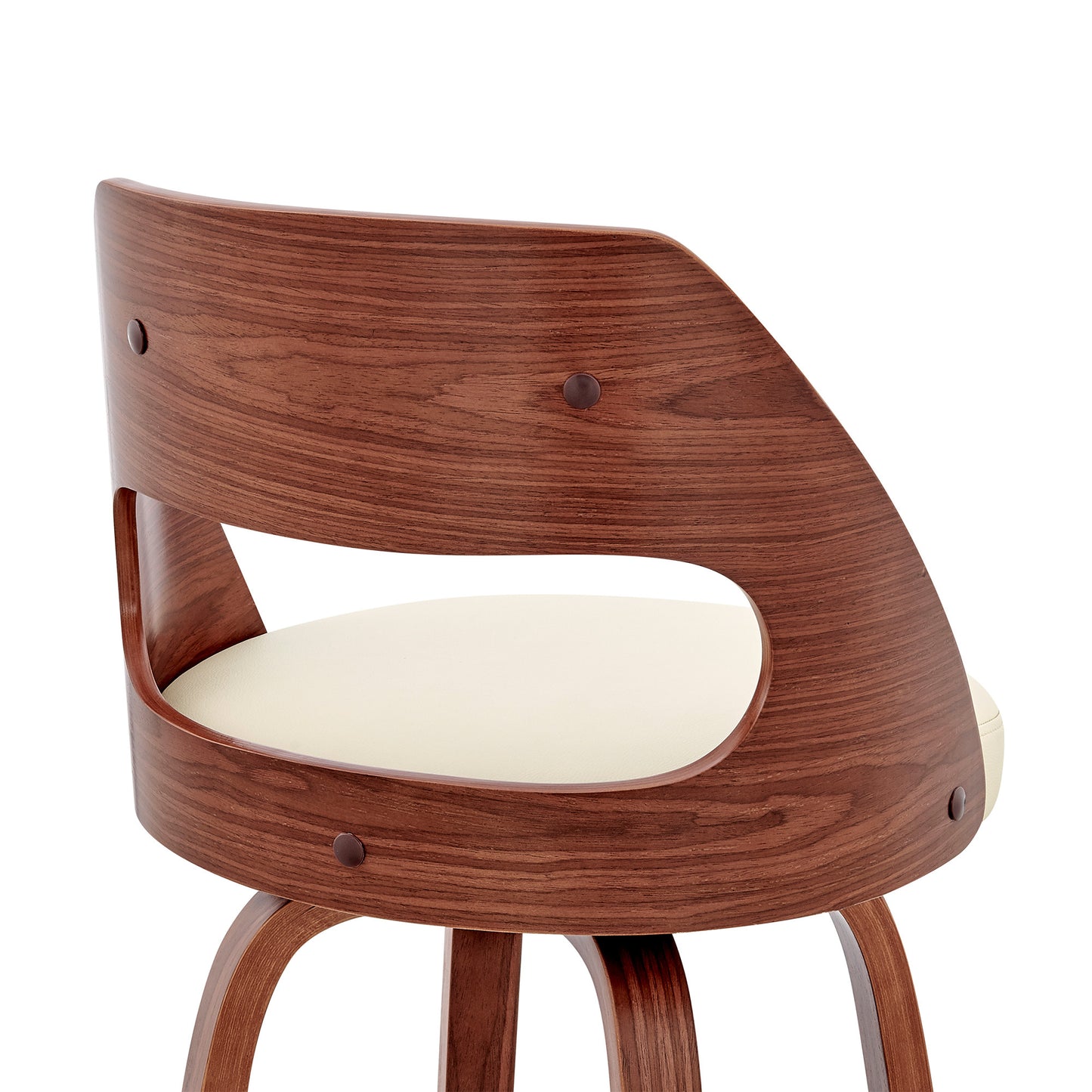 30" Cream and Brown Faux Leather Swivel Bar Chair-6