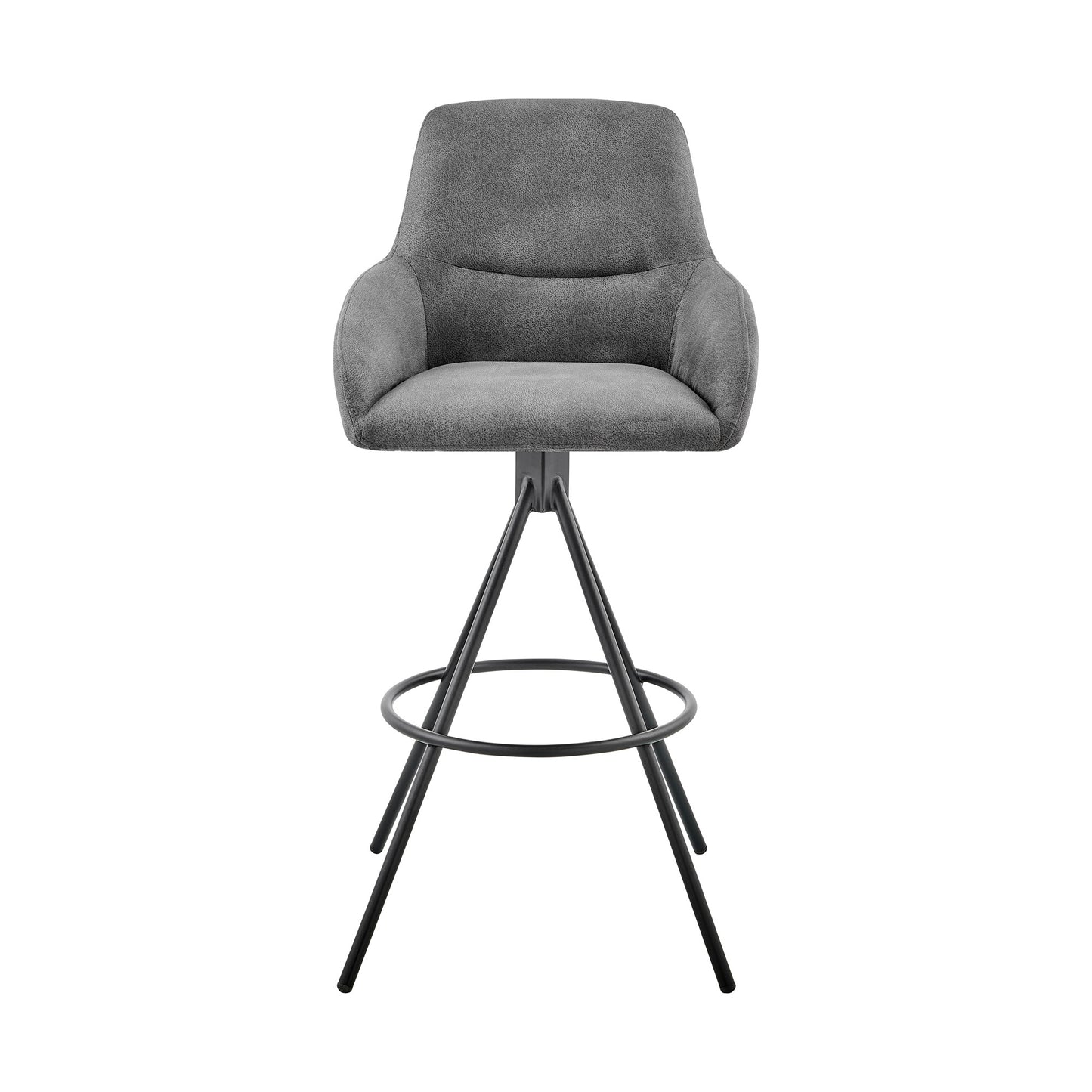 26" Charcoal And Black Iron Counter Height Bar Chair-2