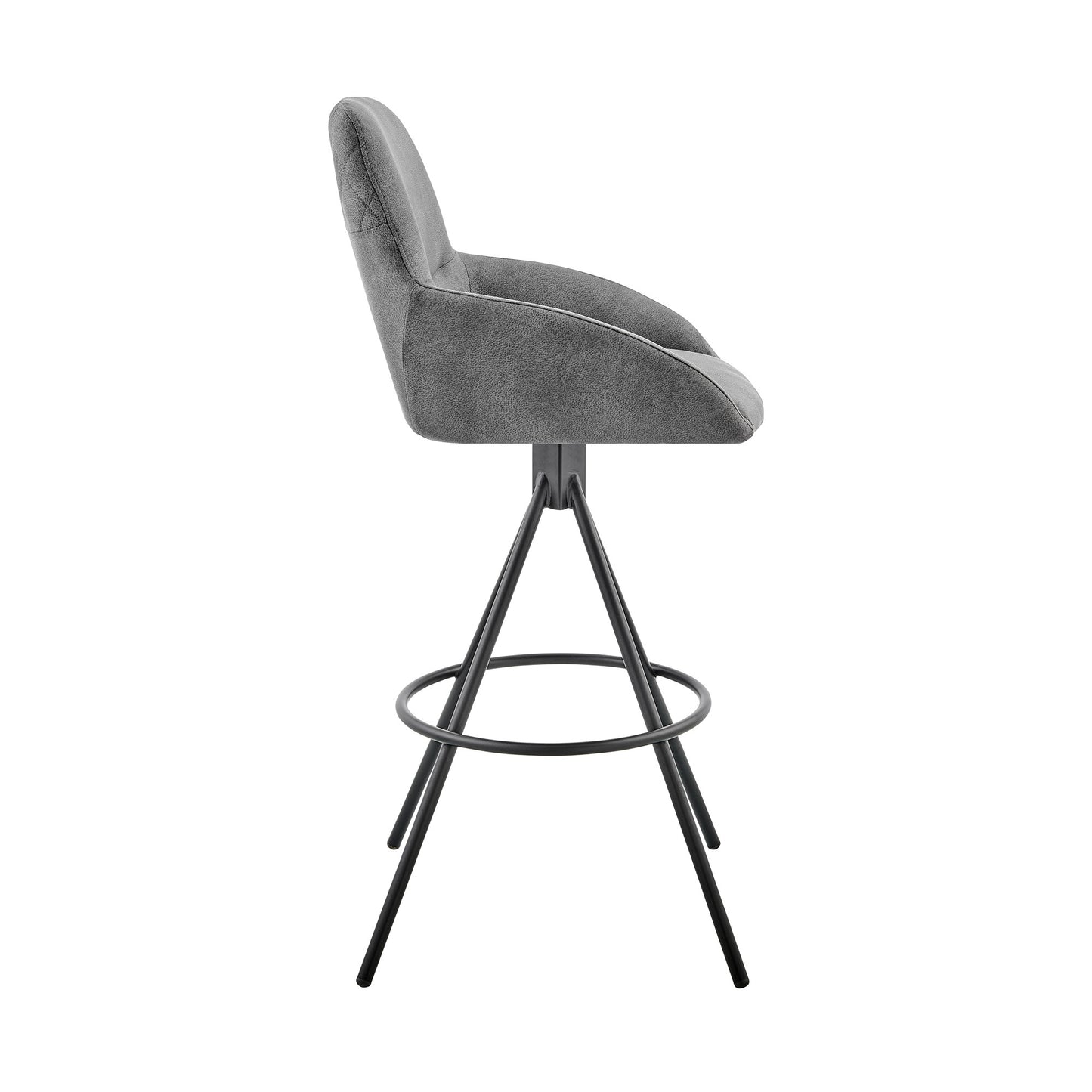 26" Charcoal And Black Iron Counter Height Bar Chair-3