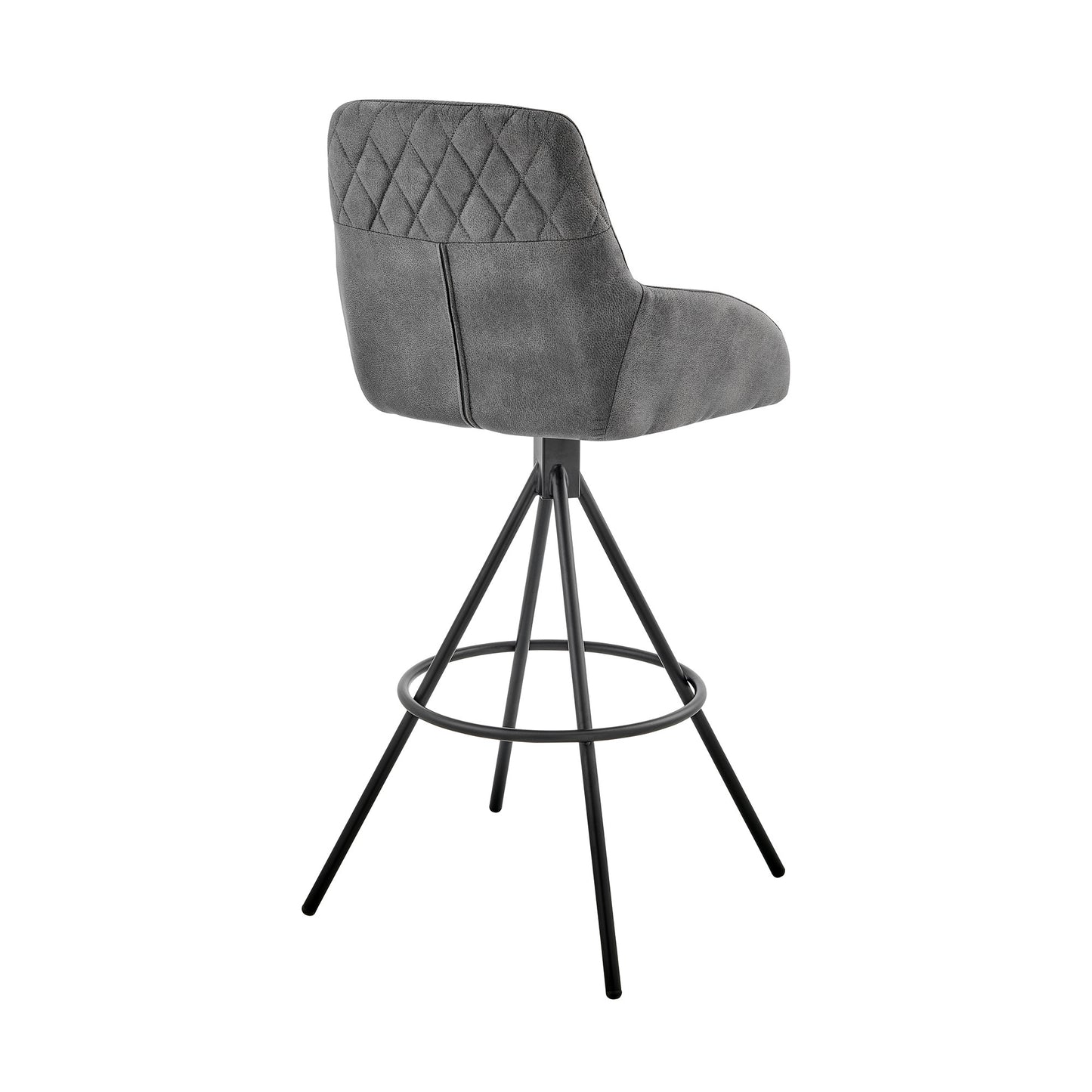 26" Charcoal And Black Iron Counter Height Bar Chair-4