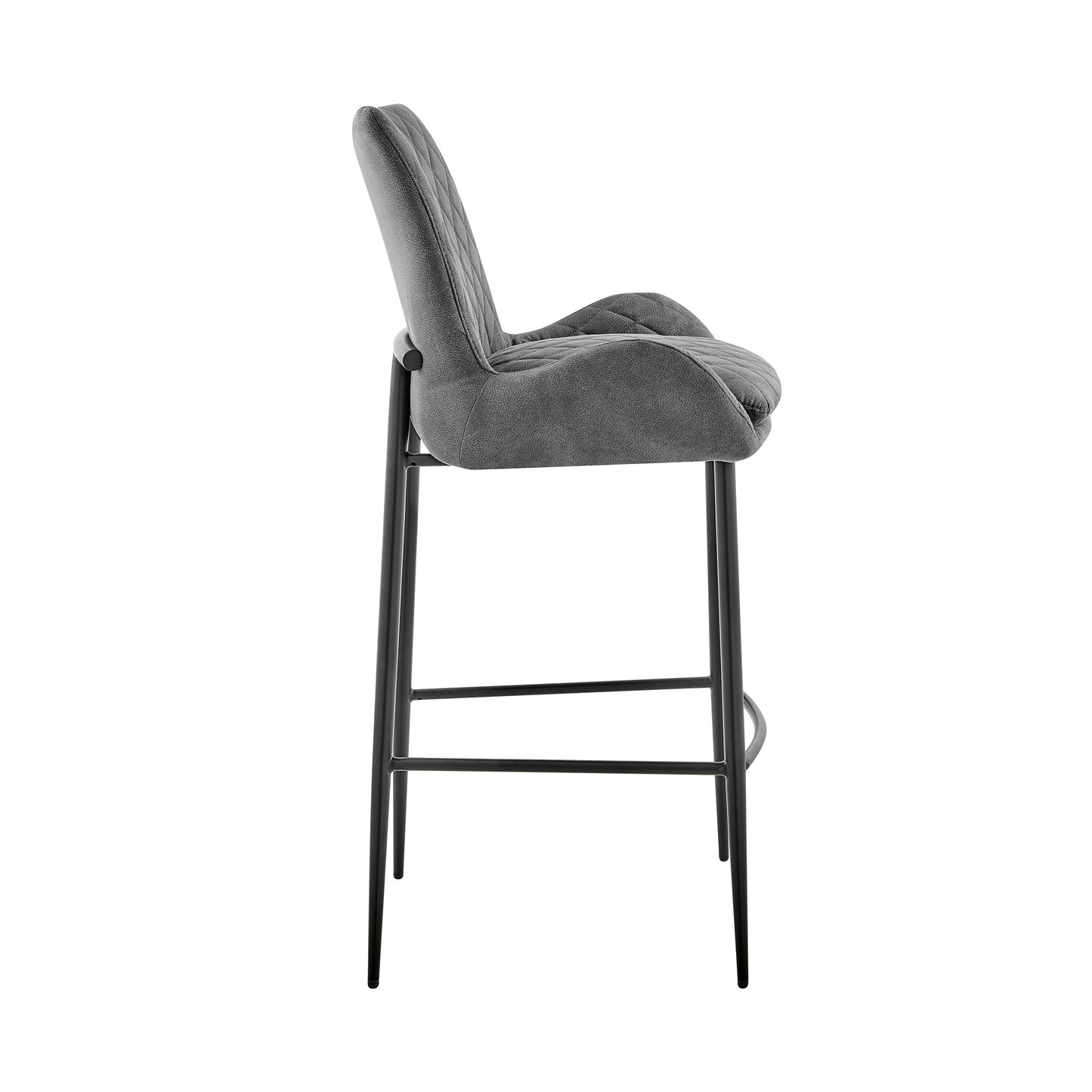26" Charcoal And Black Iron Counter Height Bar Chair-3