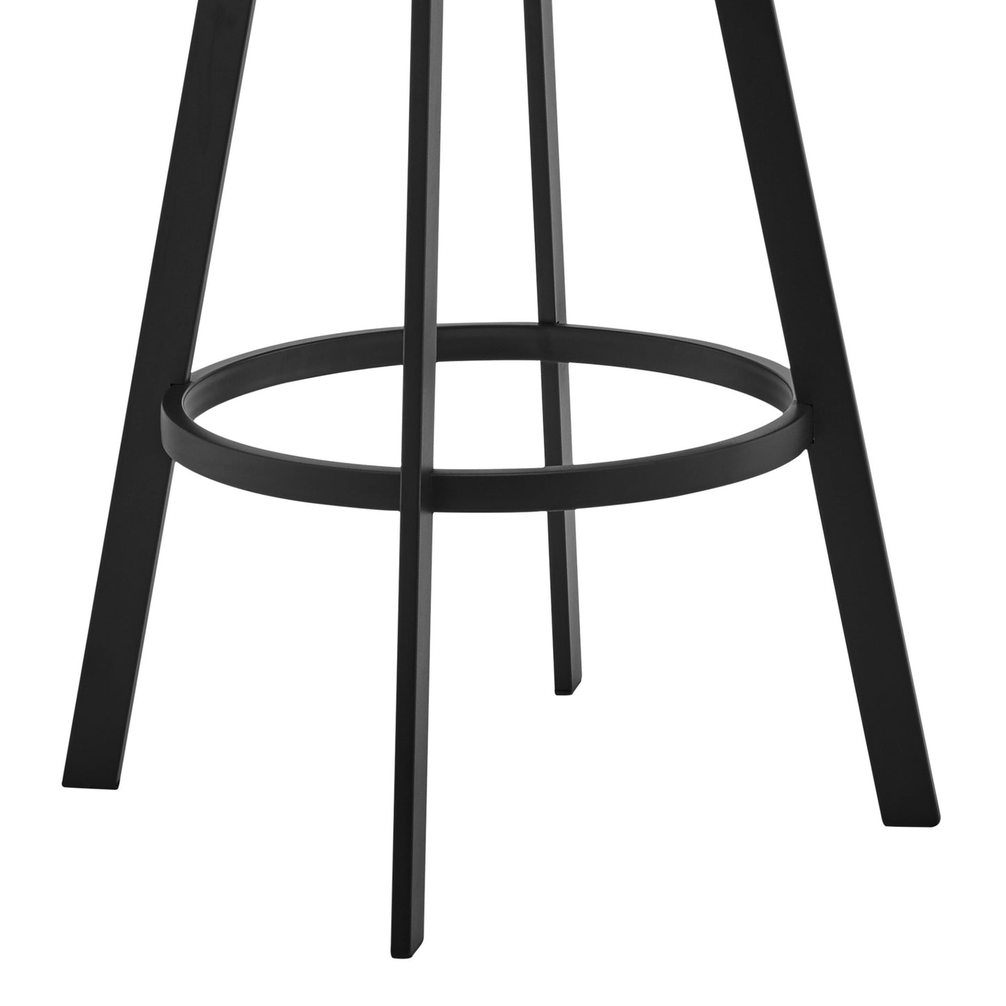 26" Gray And Black Faux Leather And Iron Swivel Low Back Counter Height Bar Chair-3