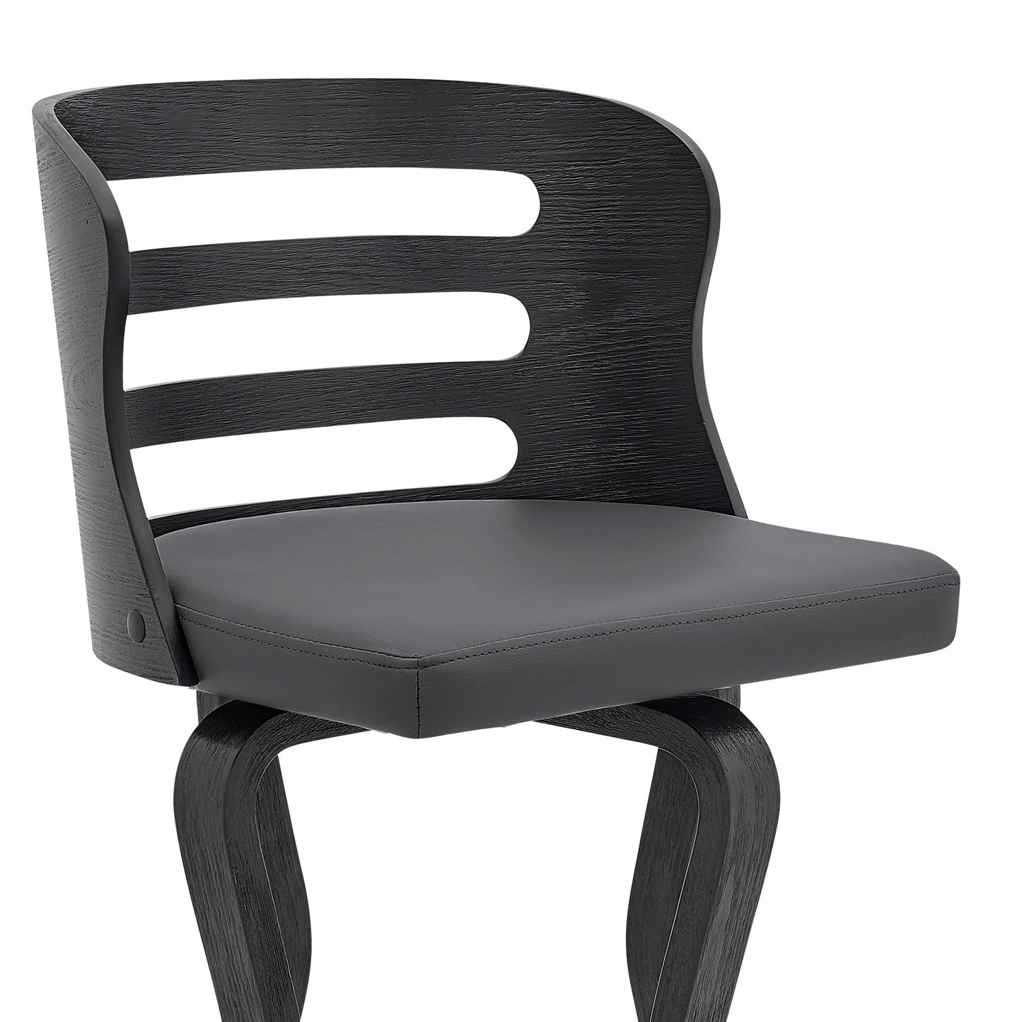25" Gray And Black Faux Leather And Iron Swivel Low Back Counter Height Bar Chair-6