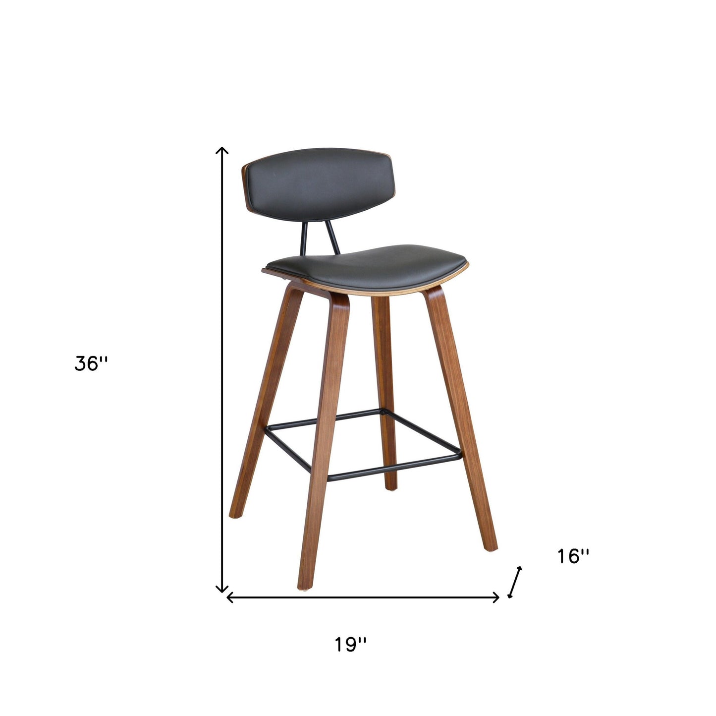 26" Gray and Brown Fabric and Iron Low Back Counter Height Bar Chair-7