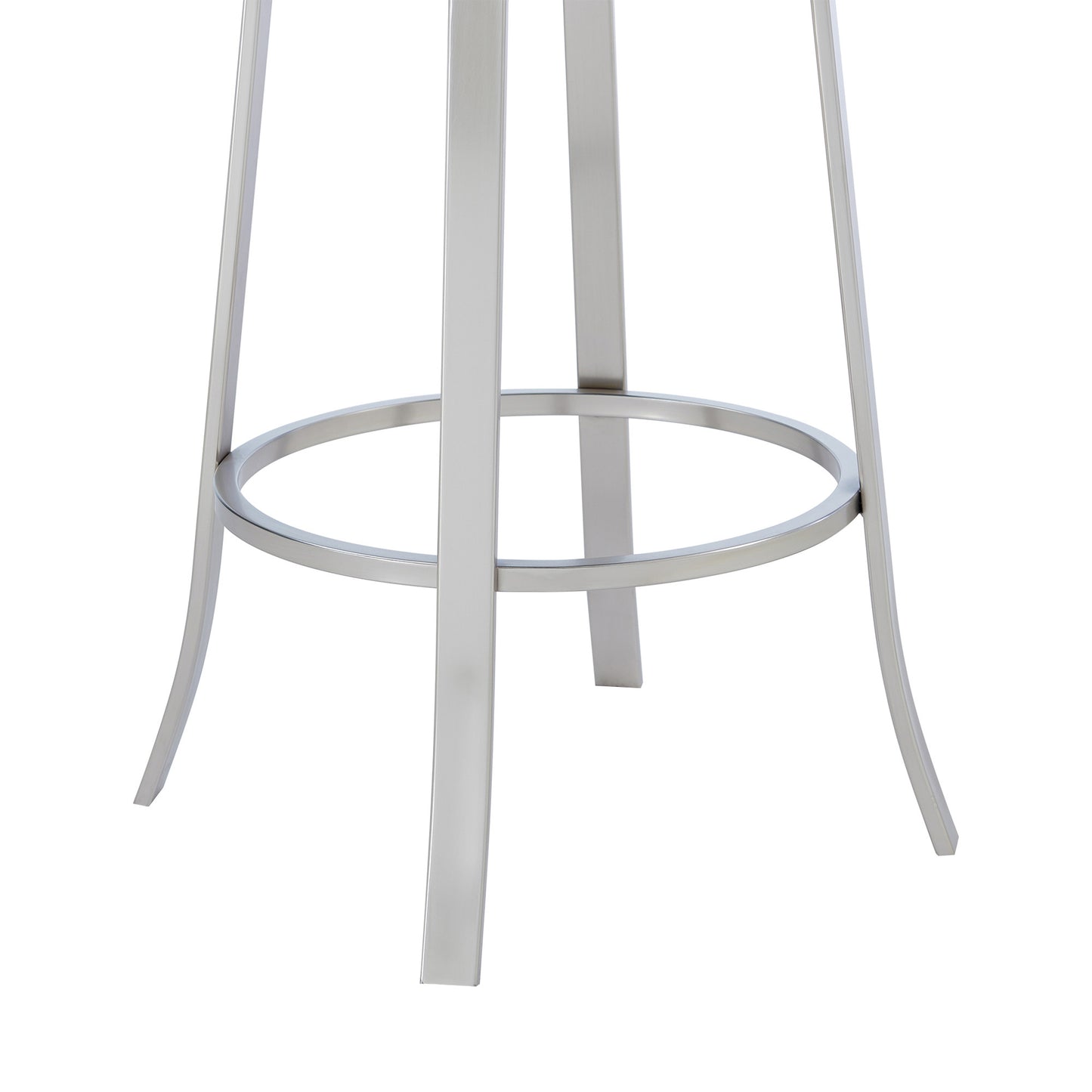 30" Gray And Silver Faux Leather And Iron Swivel Bar Height Bar Chair-3
