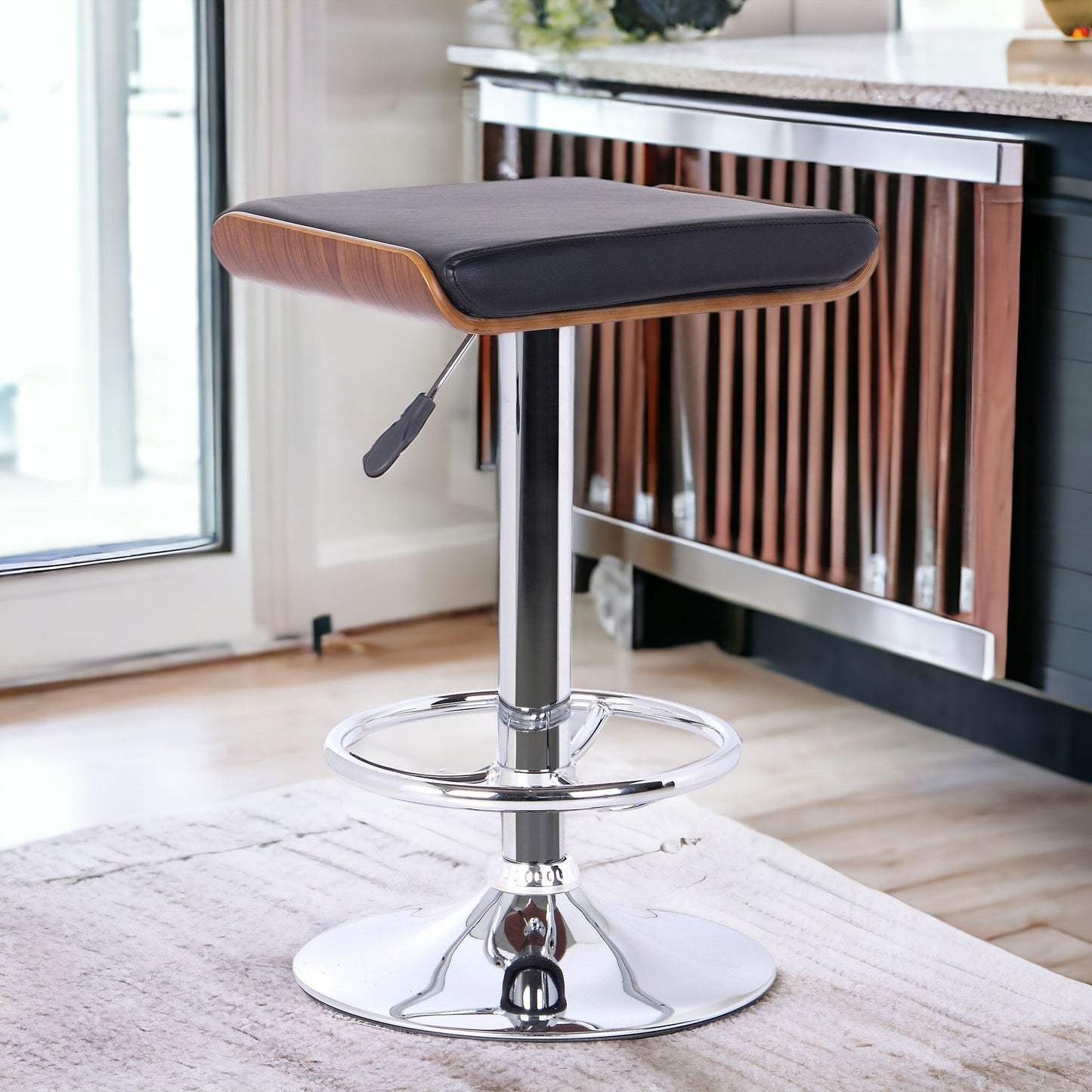 24" Black And Silver Iron Backless Adjustable Height Bar Chair-1
