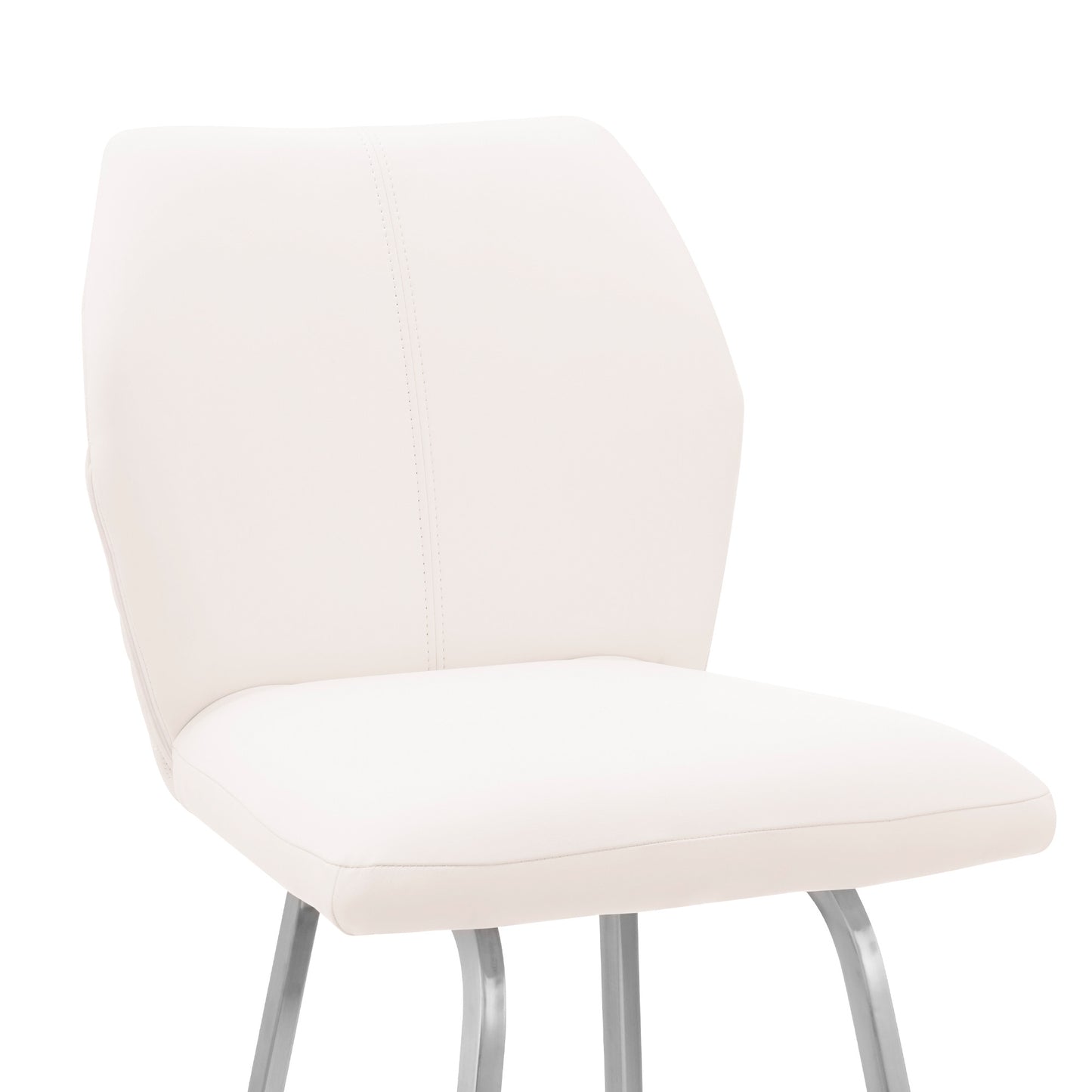 26" White And Silver Faux Leather And Iron Counter Height Bar Chair-7