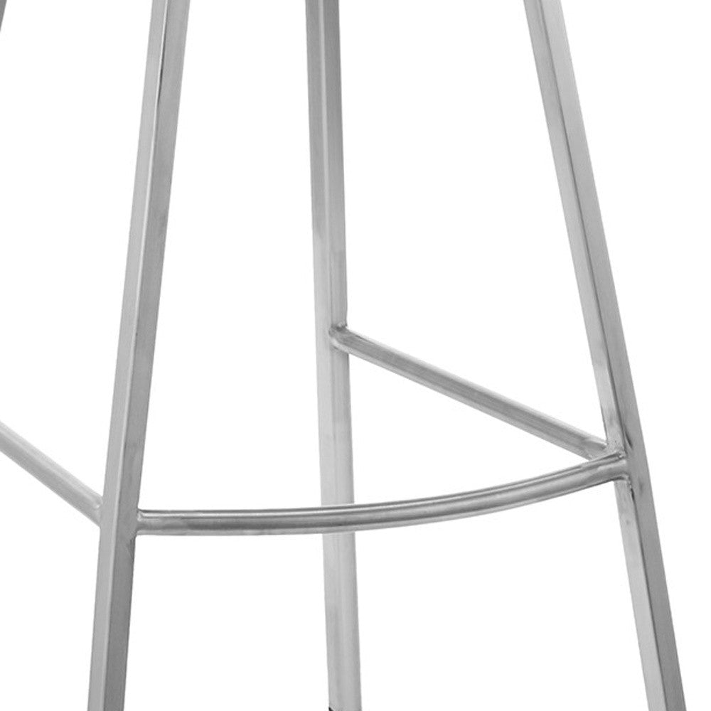 26" White And Silver Faux Leather And Iron Counter Height Bar Chair-8