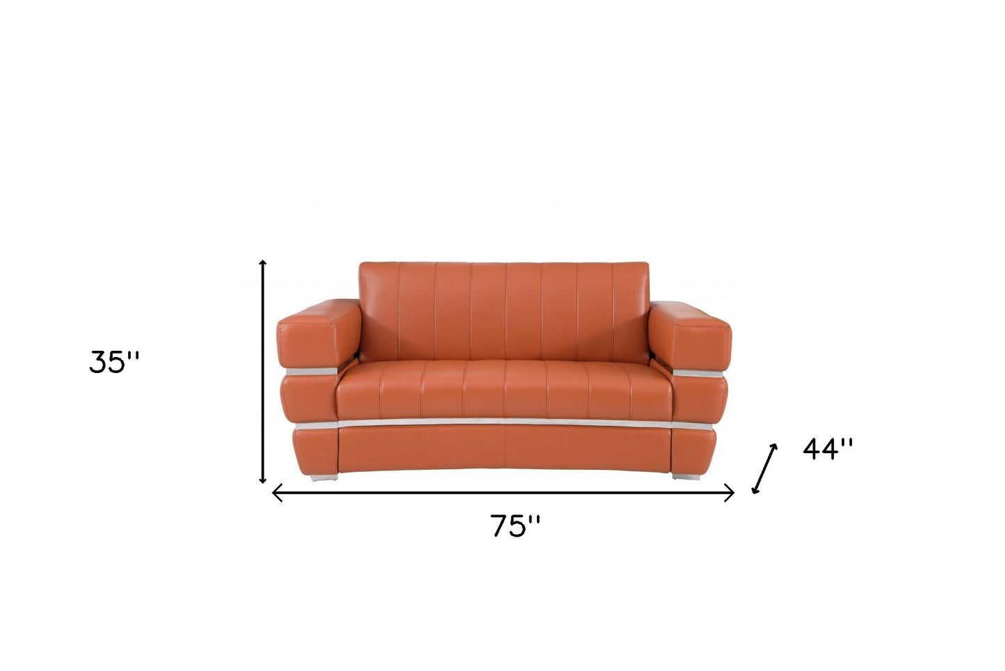 75" Camel And Silver Italian Leather Loveseat-6