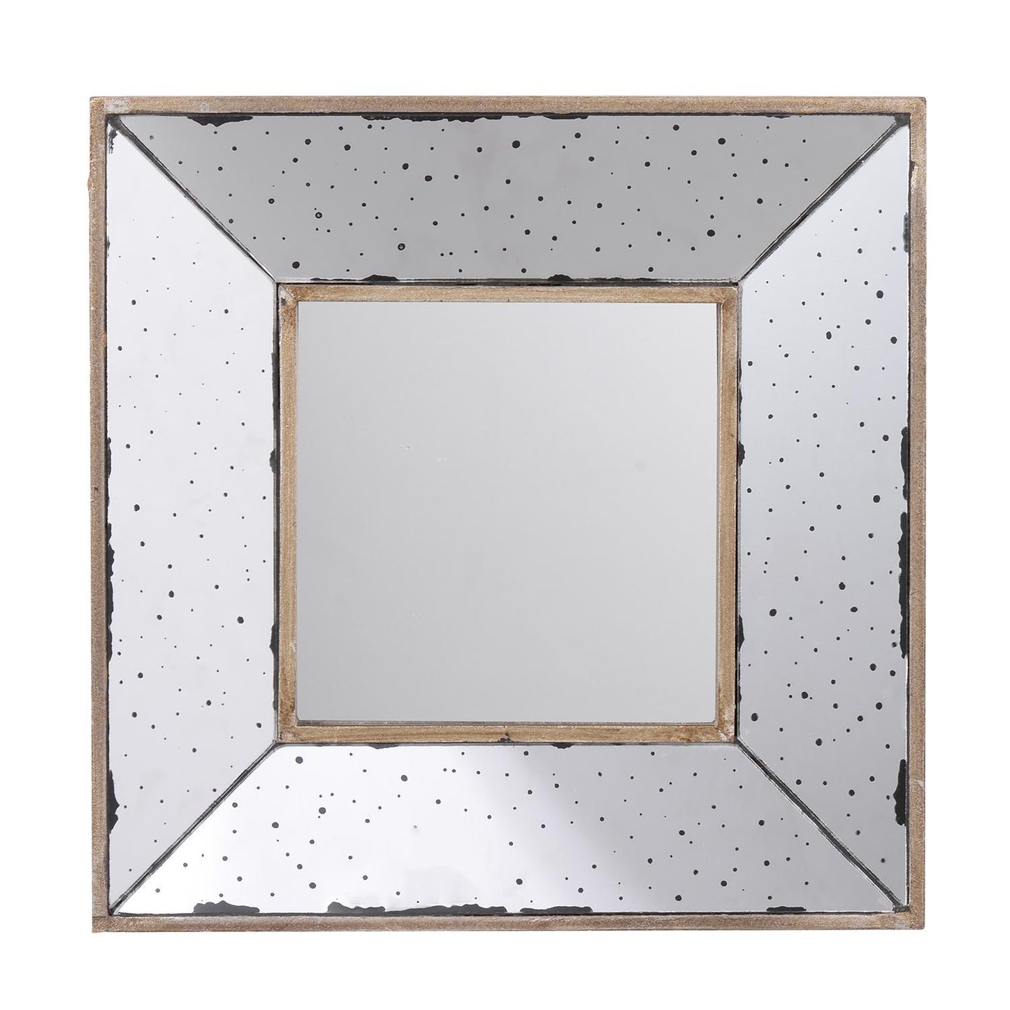 12" Square Wall Mounted Vintage Style Glass Frame Accent Mirror-1