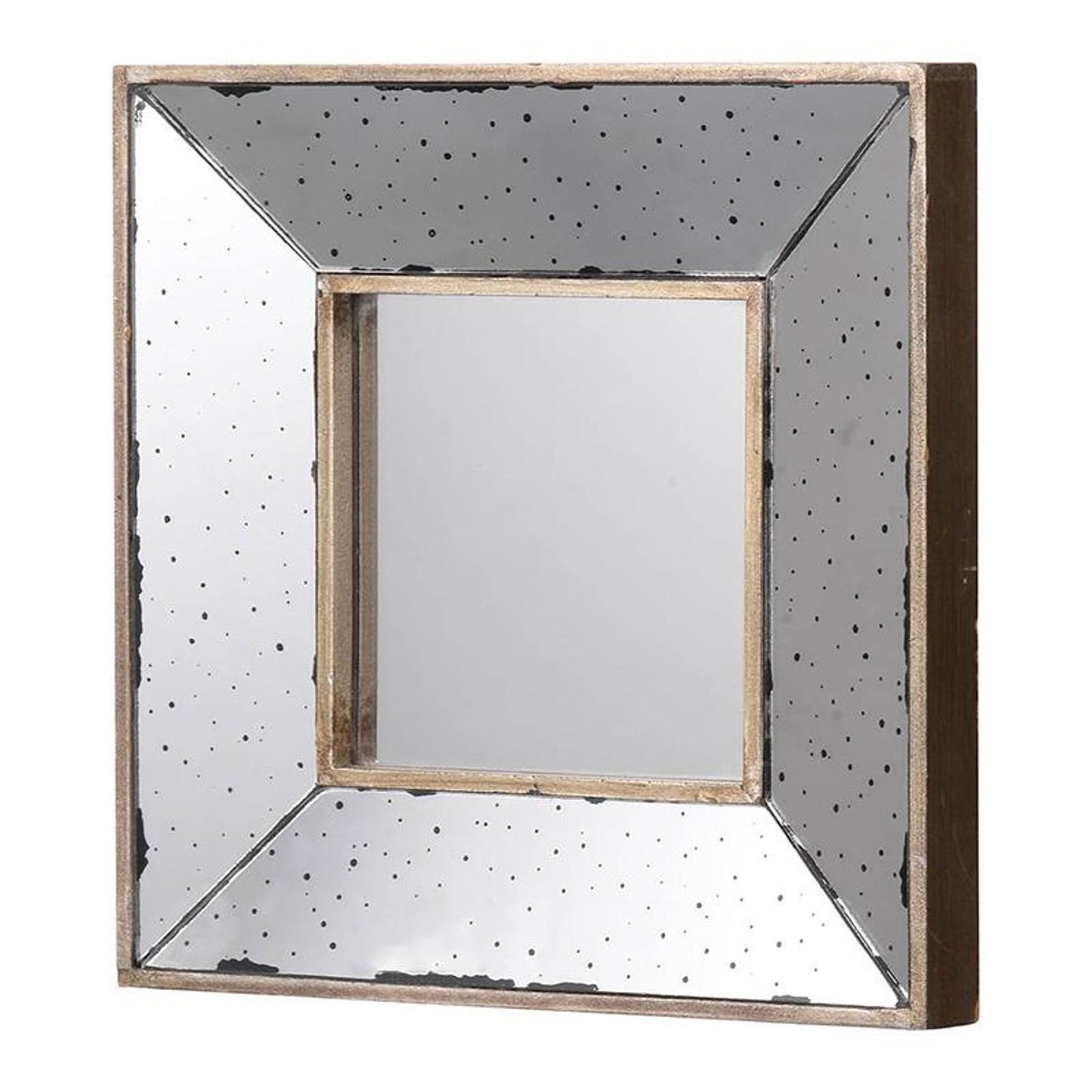 12" Square Wall Mounted Vintage Style Glass Frame Accent Mirror-2