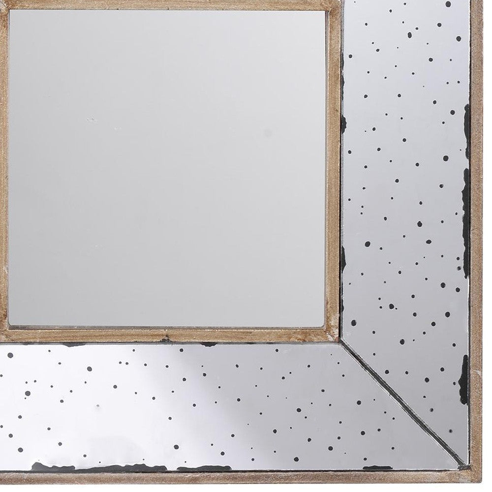 12" Square Wall Mounted Vintage Style Glass Frame Accent Mirror-4