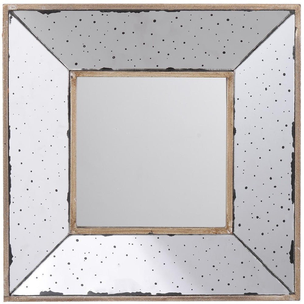 12" Square Wall Mounted Vintage Style Glass Frame Accent Mirror-5
