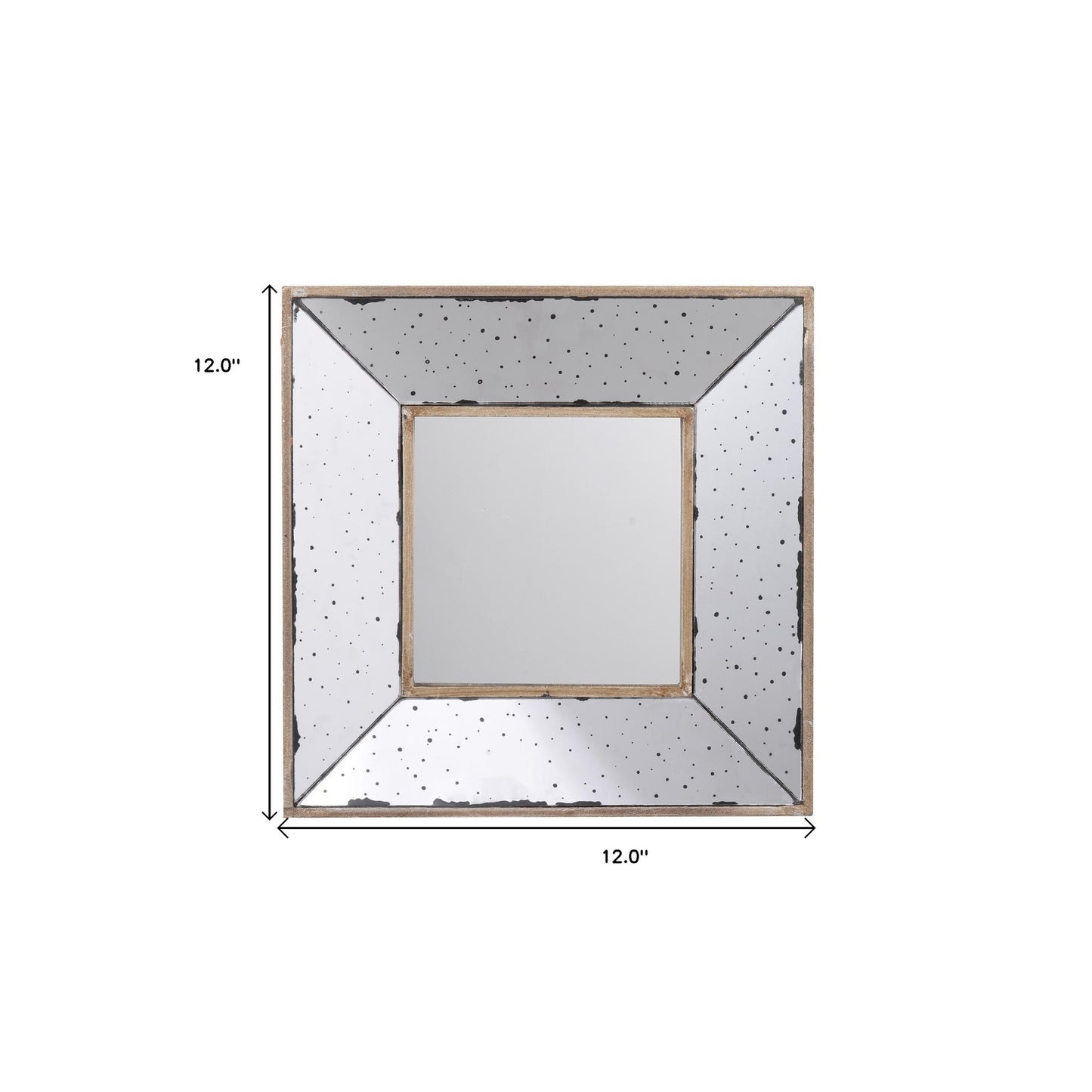 12" Square Wall Mounted Vintage Style Glass Frame Accent Mirror-6