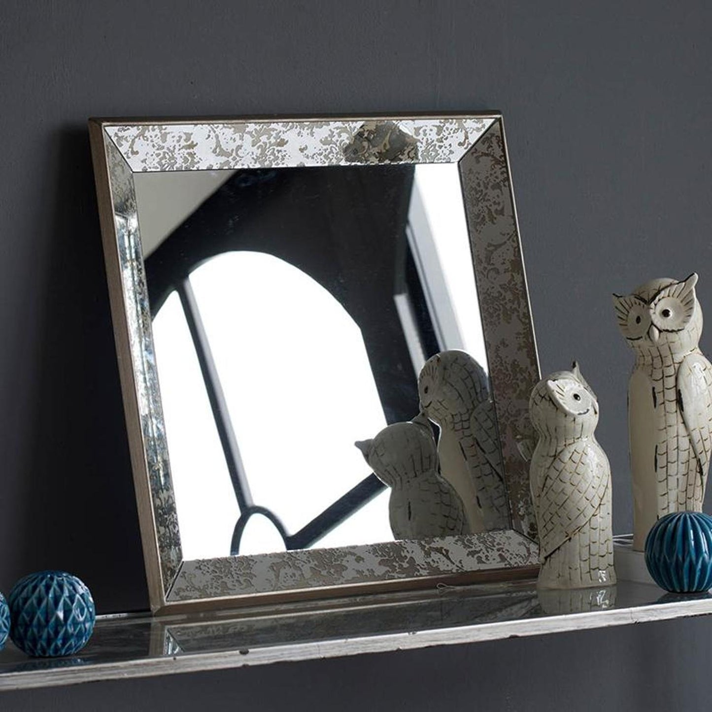 15" Square Vintage Style Wall Mounted Accent Mirror-5