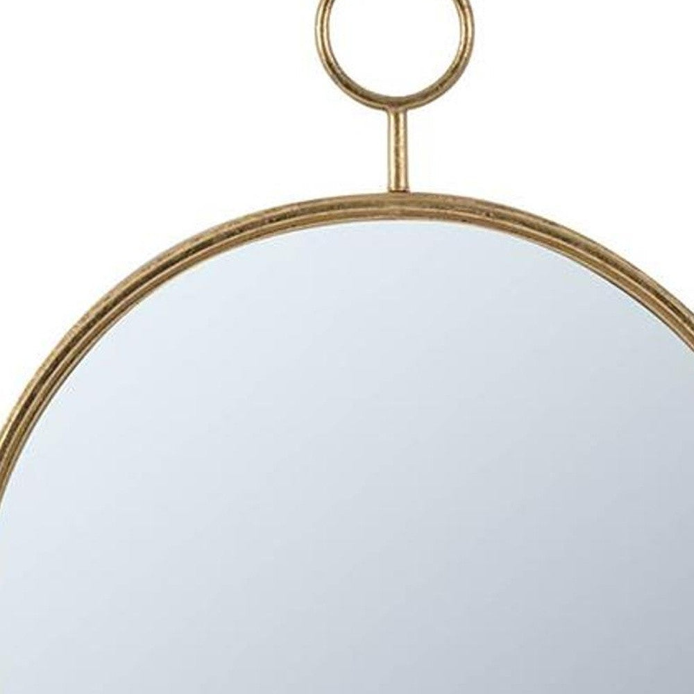 28" Gold Round Iron Framed Accent Mirror-2