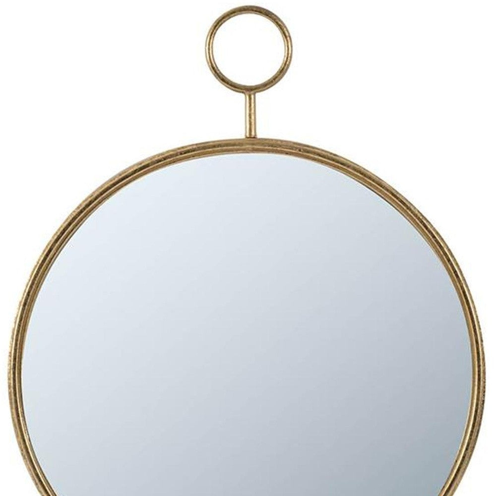28" Gold Round Iron Framed Accent Mirror-3