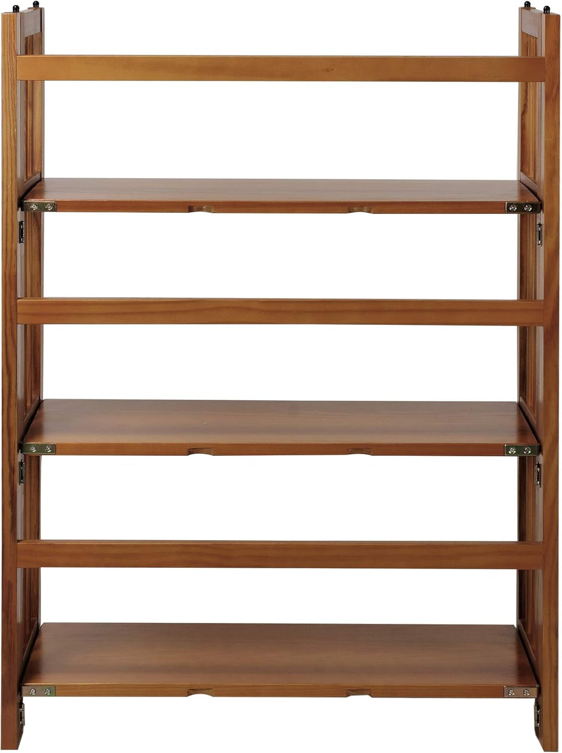 3-Shelf Stackable 27.5" Wide-Chestnut Fold Bookcase-3