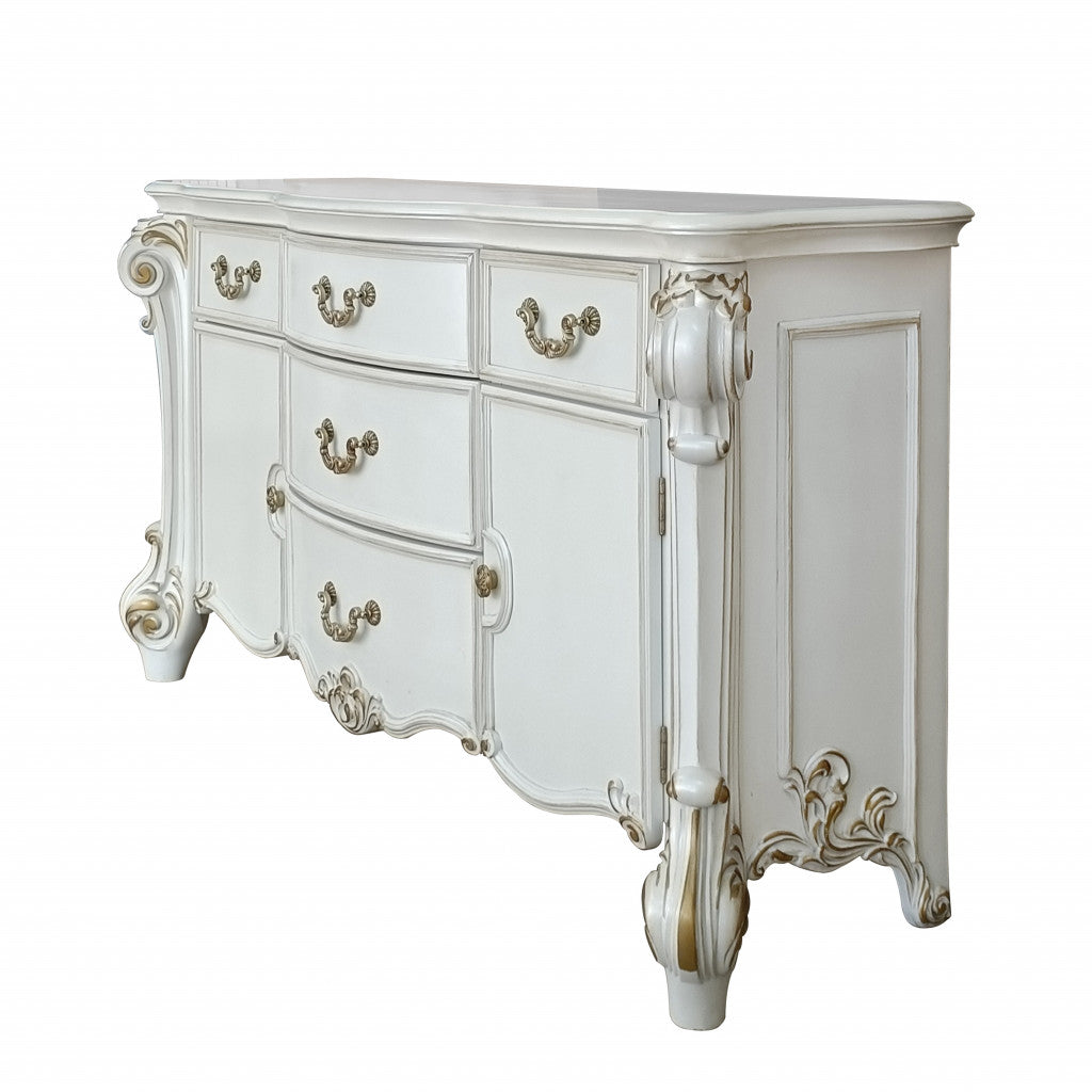71" Pearl Solid and Manufactured Wood Five Drawer Triple Dresser-1