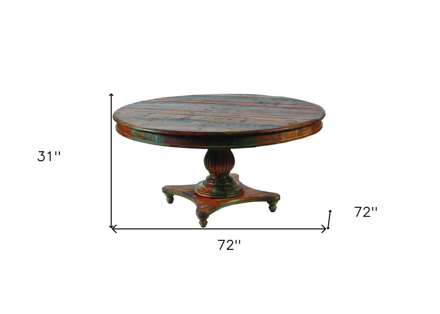 72" Brown Rounded Solid Wood Dining Table-4