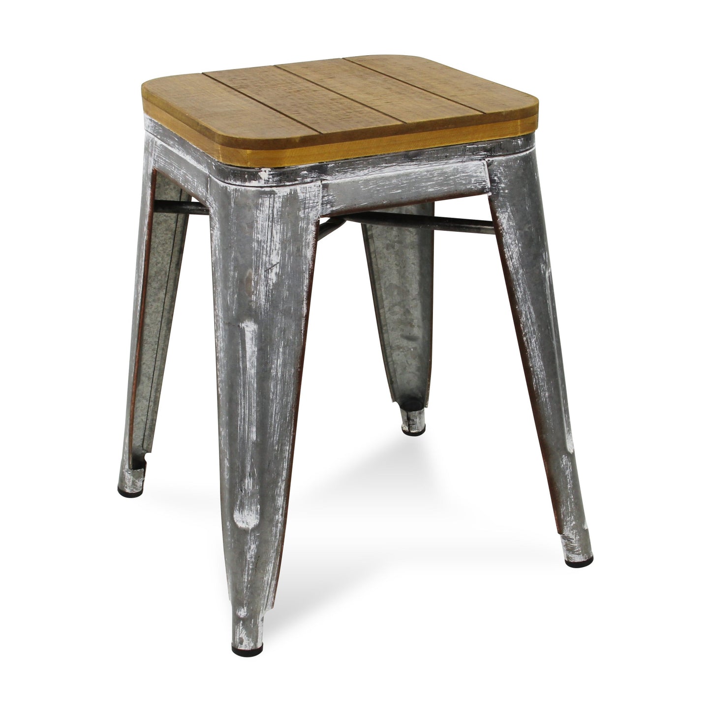 18 " Wood Brown And Gray Steel Backless Bar Chair-2