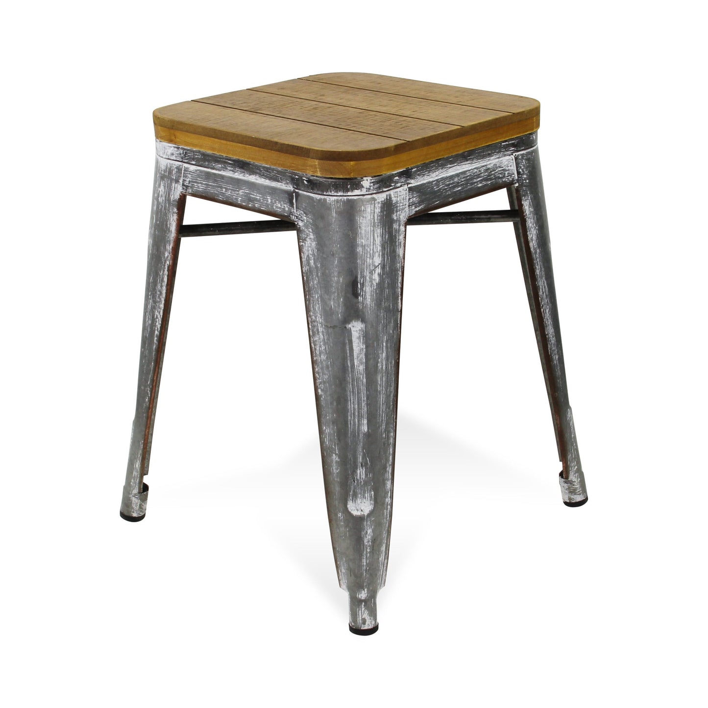 18 " Wood Brown And Gray Steel Backless Bar Chair-3