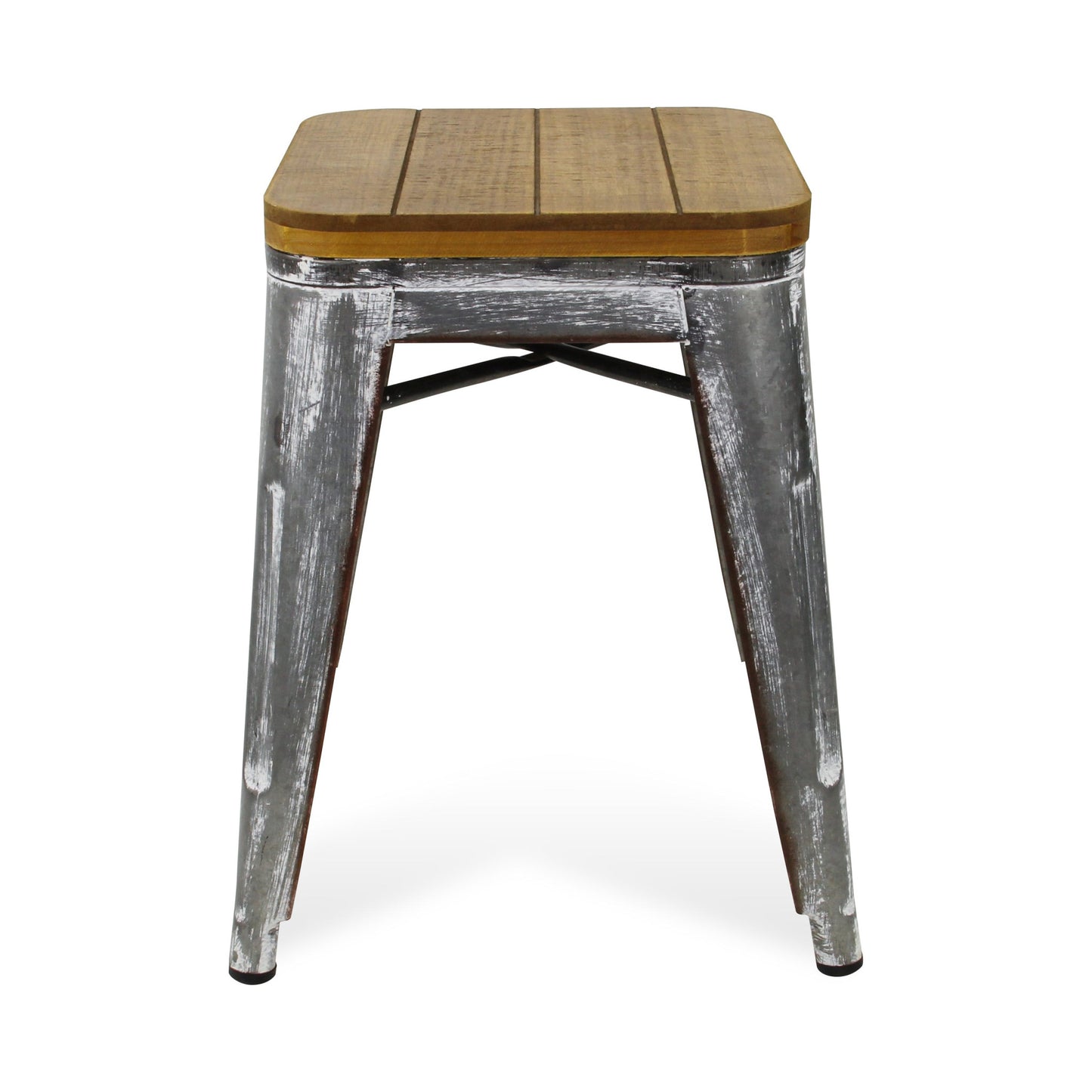 18 " Wood Brown And Gray Steel Backless Bar Chair-4