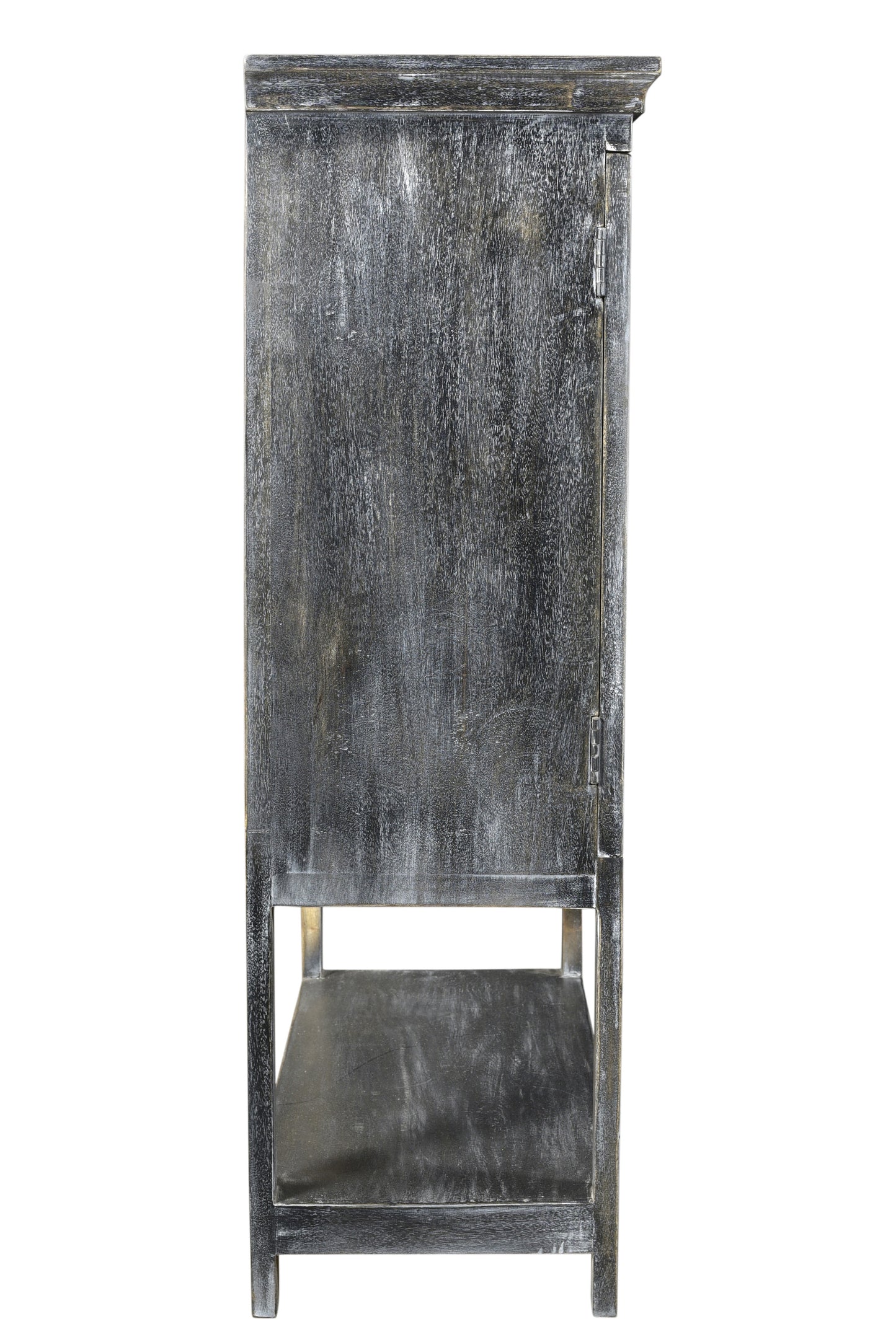 40" Distressed Wash Dark Gray Solid Wood Two Door Accent Cabinet-3