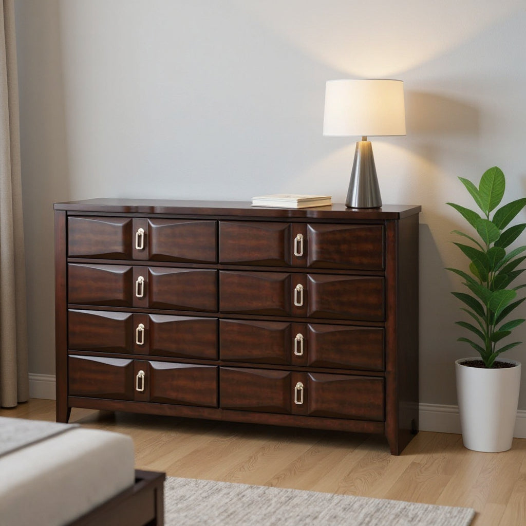 59" Espresso Eight Drawer Double Dresser-0