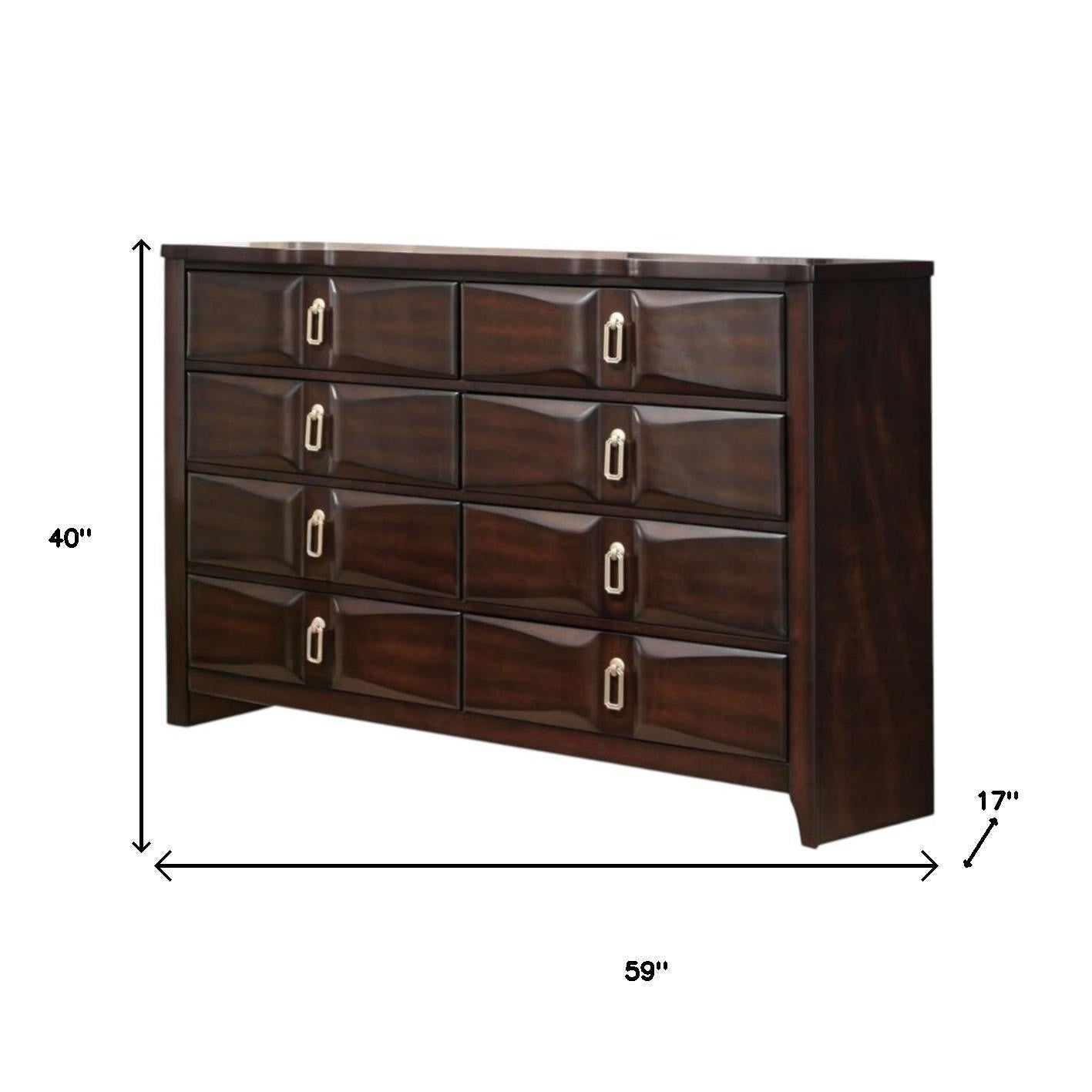 59" Espresso Eight Drawer Double Dresser-4