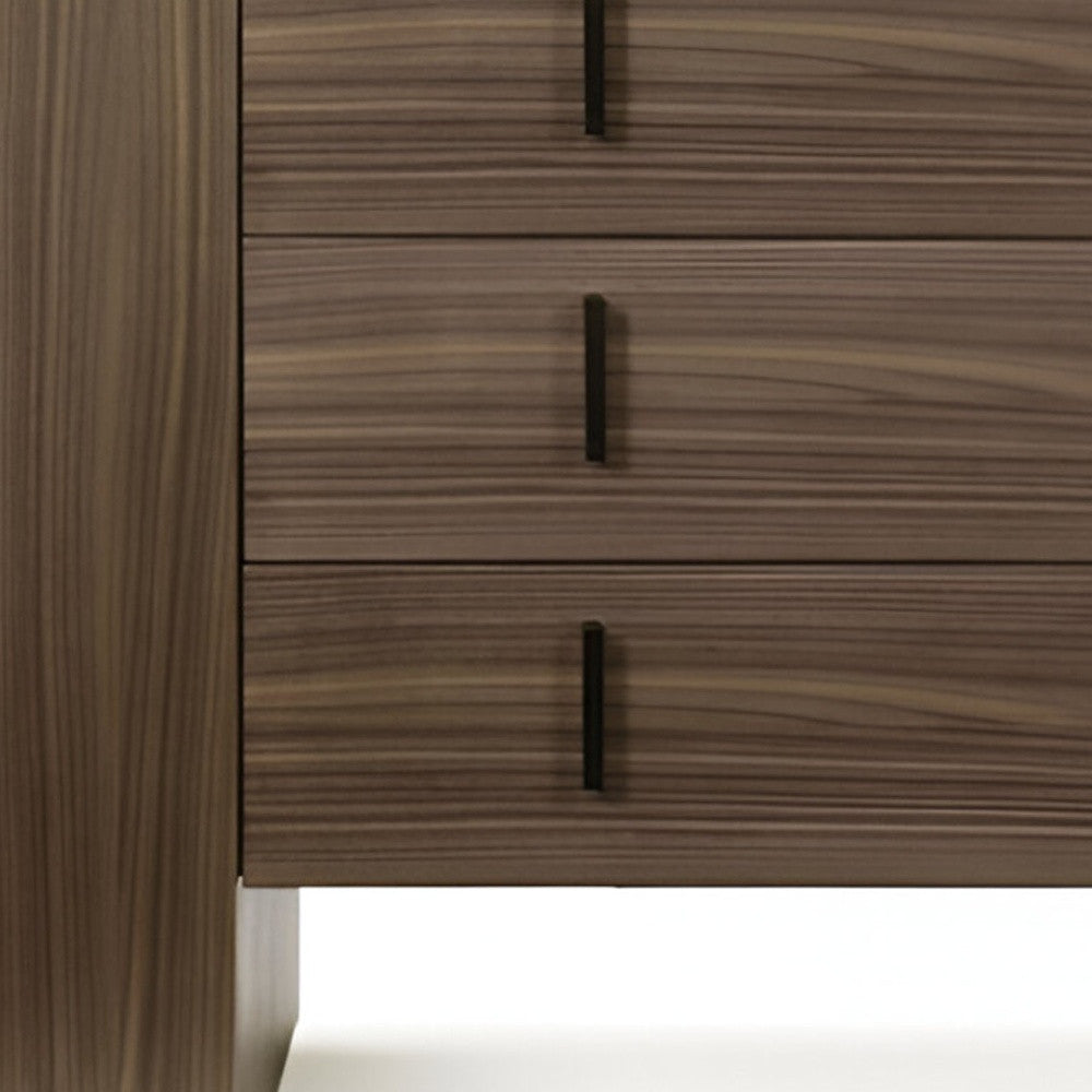 55" Walnut Marble Solid And Manufactured Wood Three Drawer Dresser-2