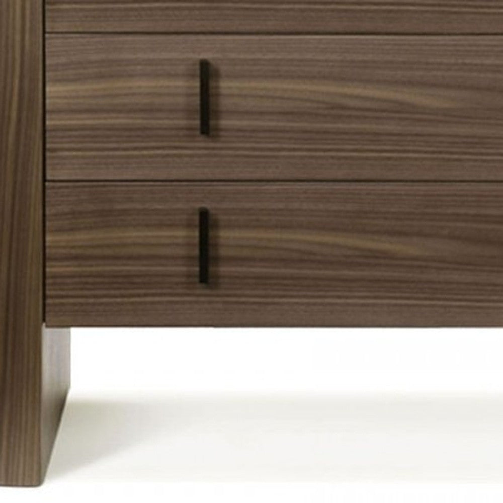 55" Walnut Marble Solid And Manufactured Wood Three Drawer Dresser-4