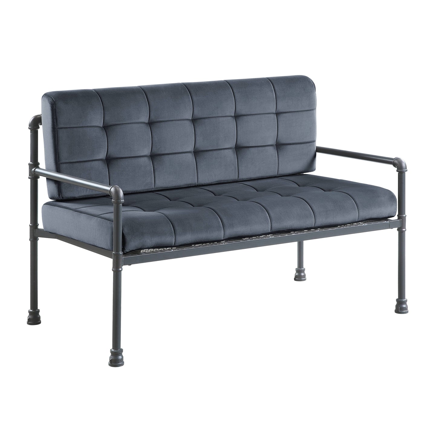51" Gray Velvet Loveseat-2