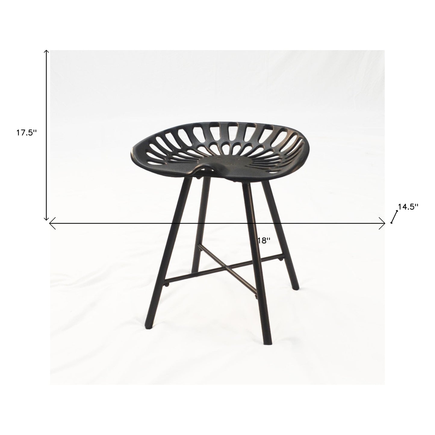 18" Black Iron Backless Bar Chair-4
