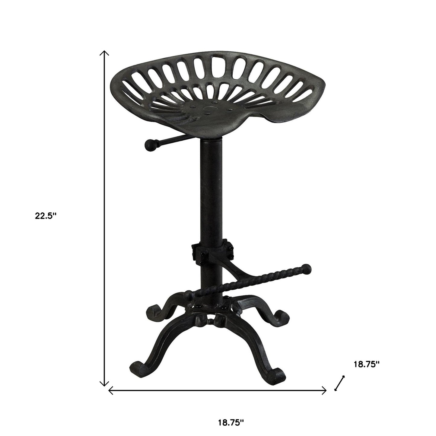 23" Black Iron Backless Adjustable Height Bar Chair-4