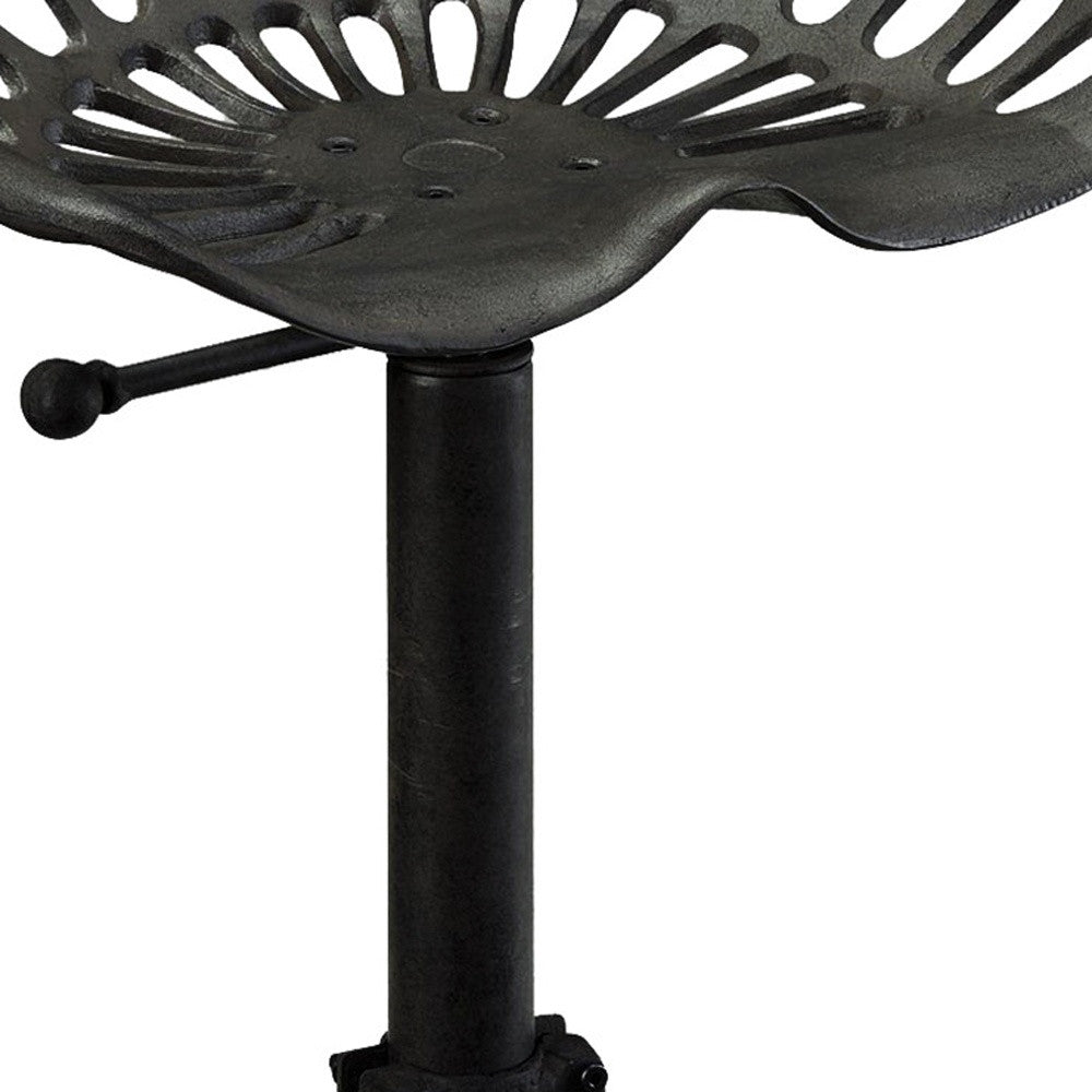23" Black Iron Backless Adjustable Height Bar Chair-2