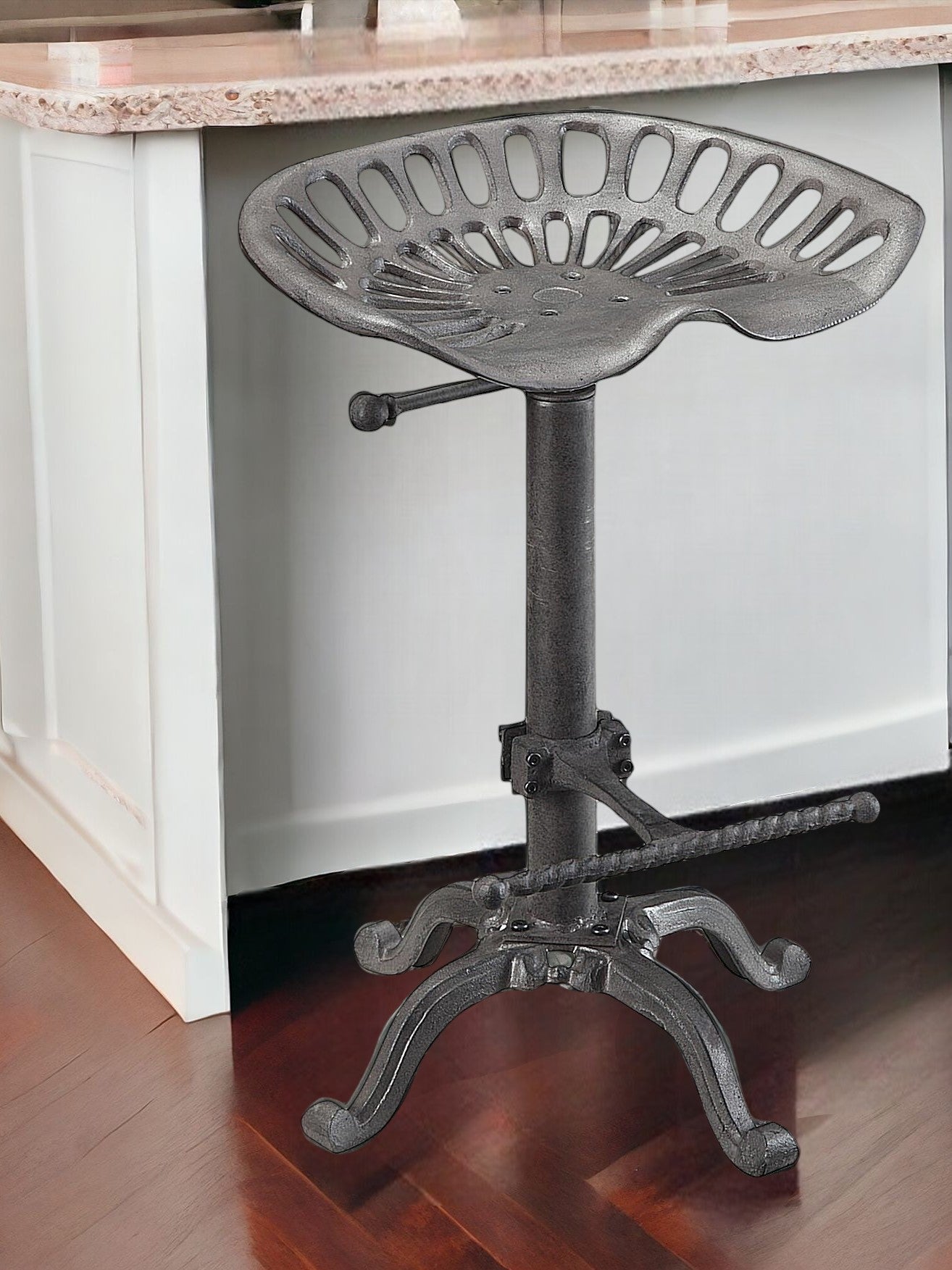 23" Gray Iron Backless Adjustable Height Bar Chair-1